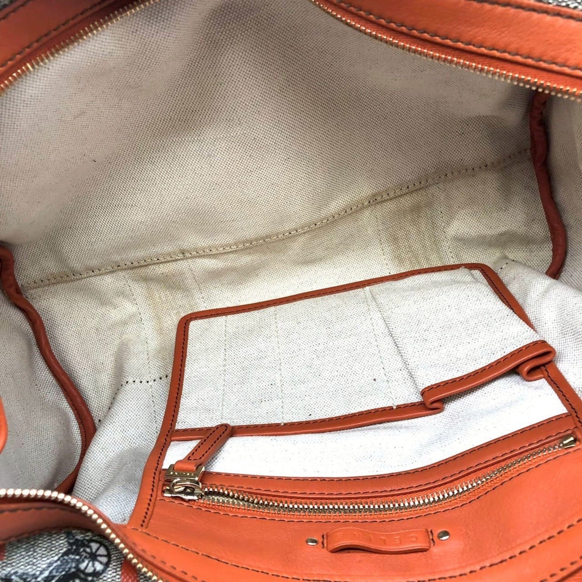 Celine Orange Canvas Leather Handbag (Pre-Owned)