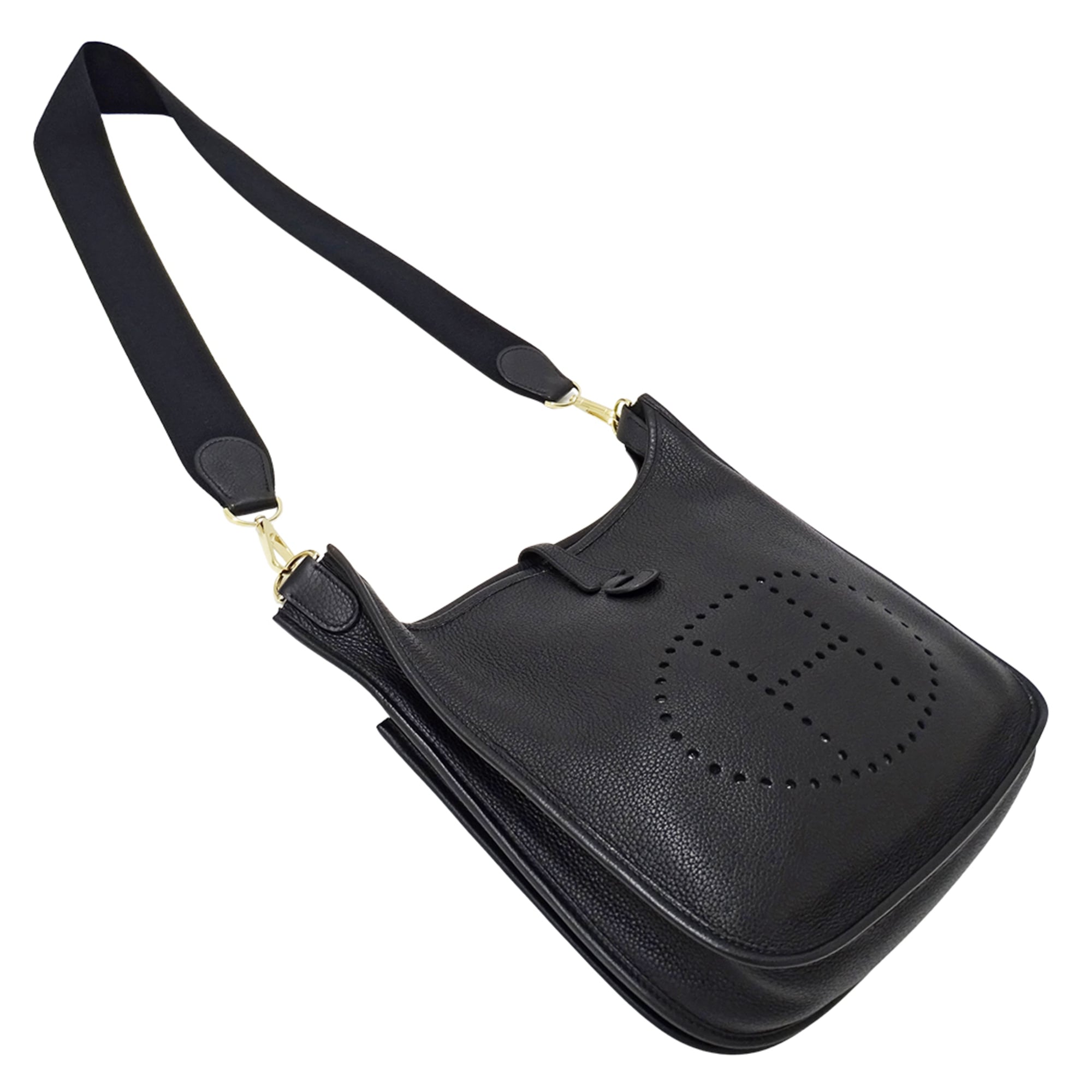 Hermes Black Taurillon Clemence Leather Handbag Shoulder Bag (Pre-Owned)