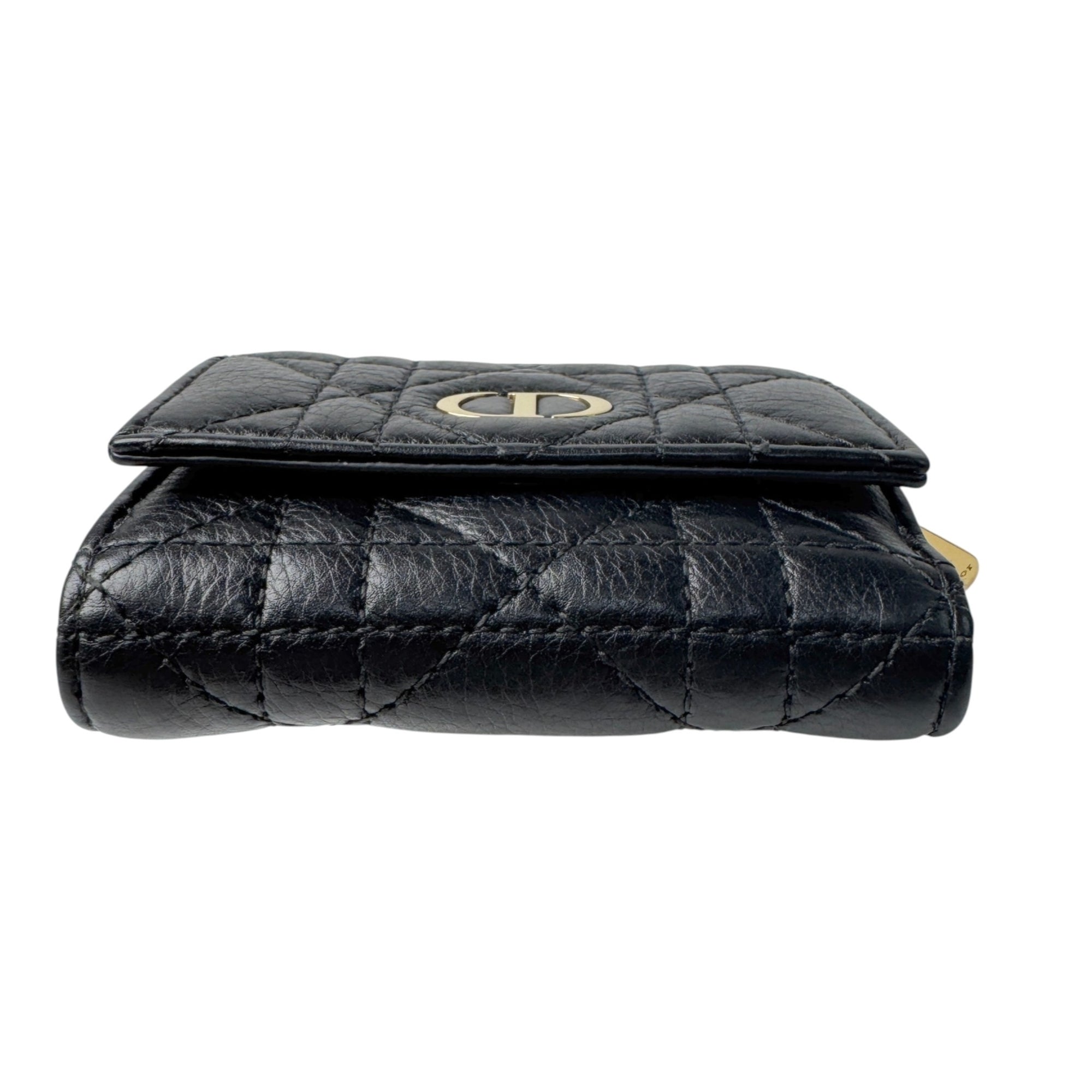 Christian Dior Black Leather Wallet (Tri-Fold) (Pre-Owned)