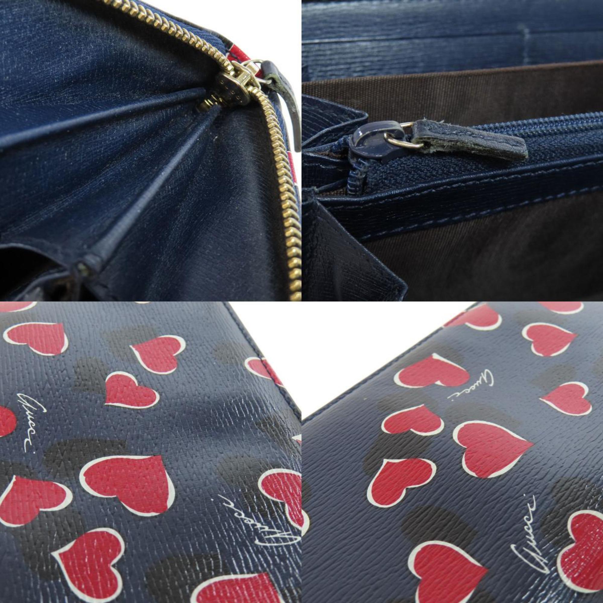 Gucci Navy Leather Long Wallet (Bi-Fold) (Pre-Owned)