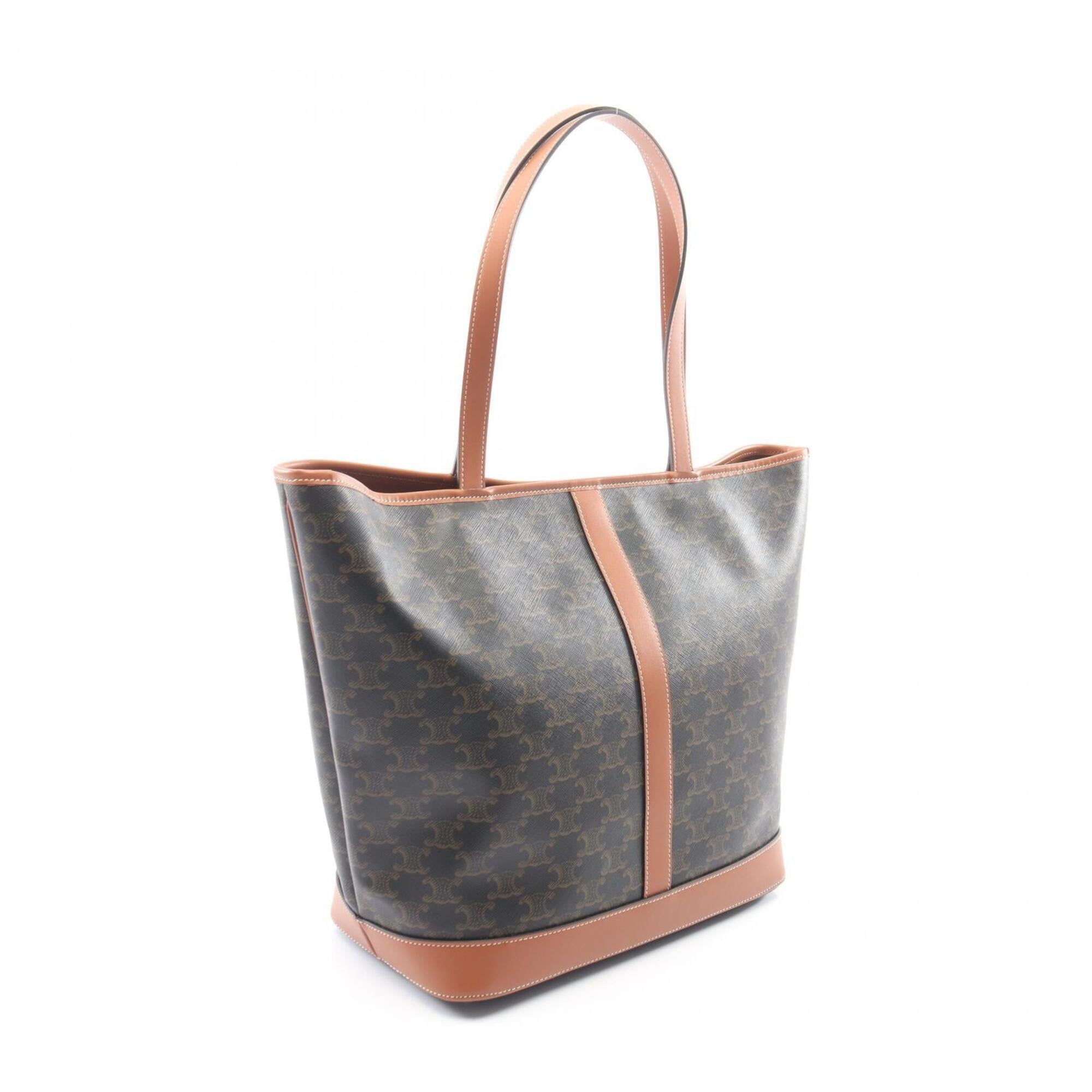 Celine Black Brown Coated Canvas Leather Handbag Tote Bag (Pre-Owned)