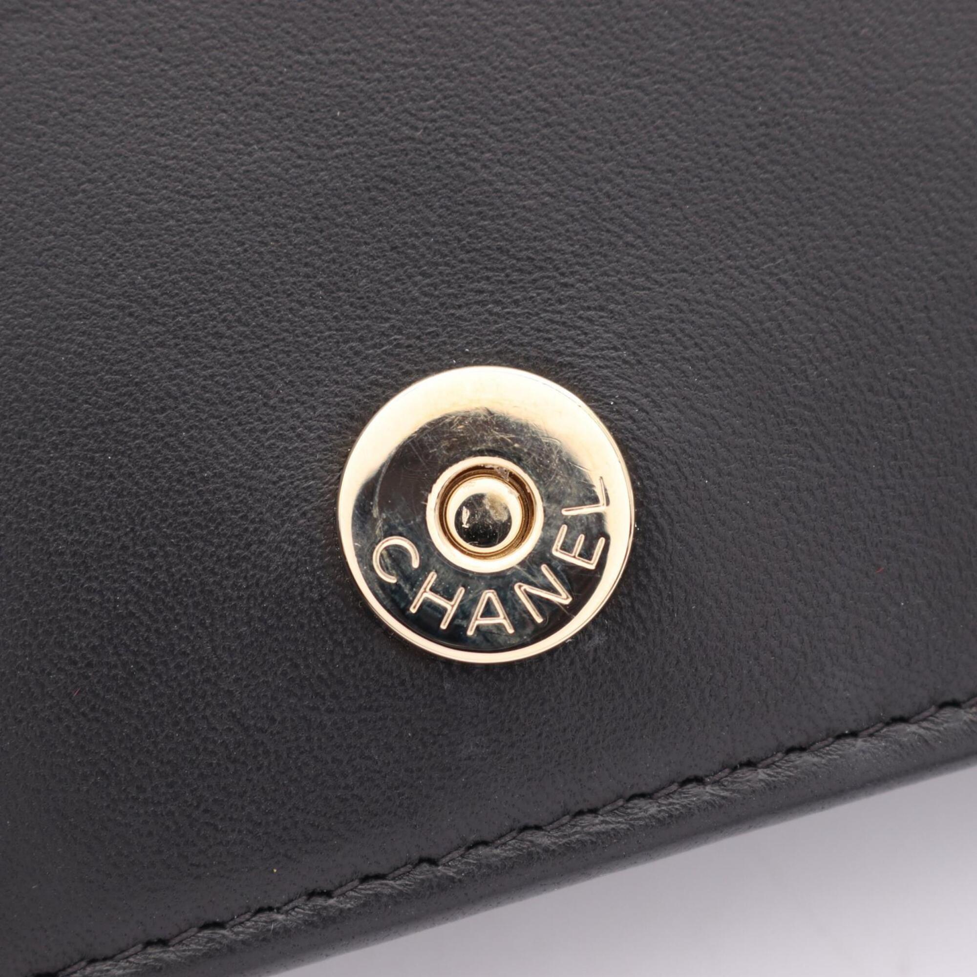 Chanel Black Pink Leather Handbag Shoulder Bag (Pre-Owned)