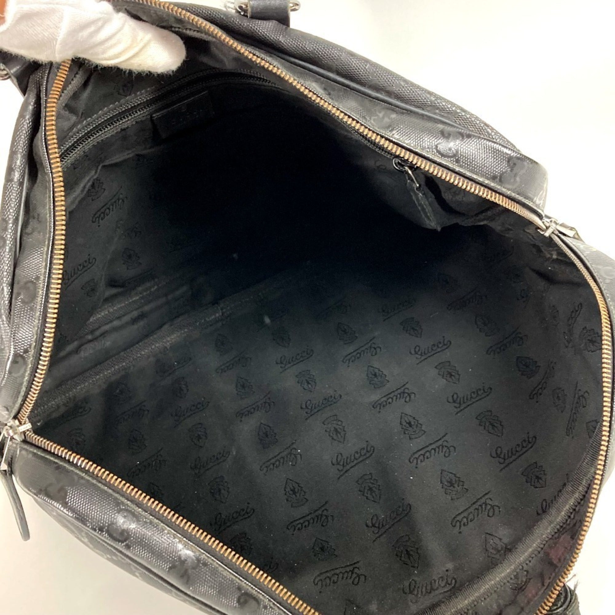 Gucci Black Gg Imprimé Handbag Tote Bag (Pre-Owned)