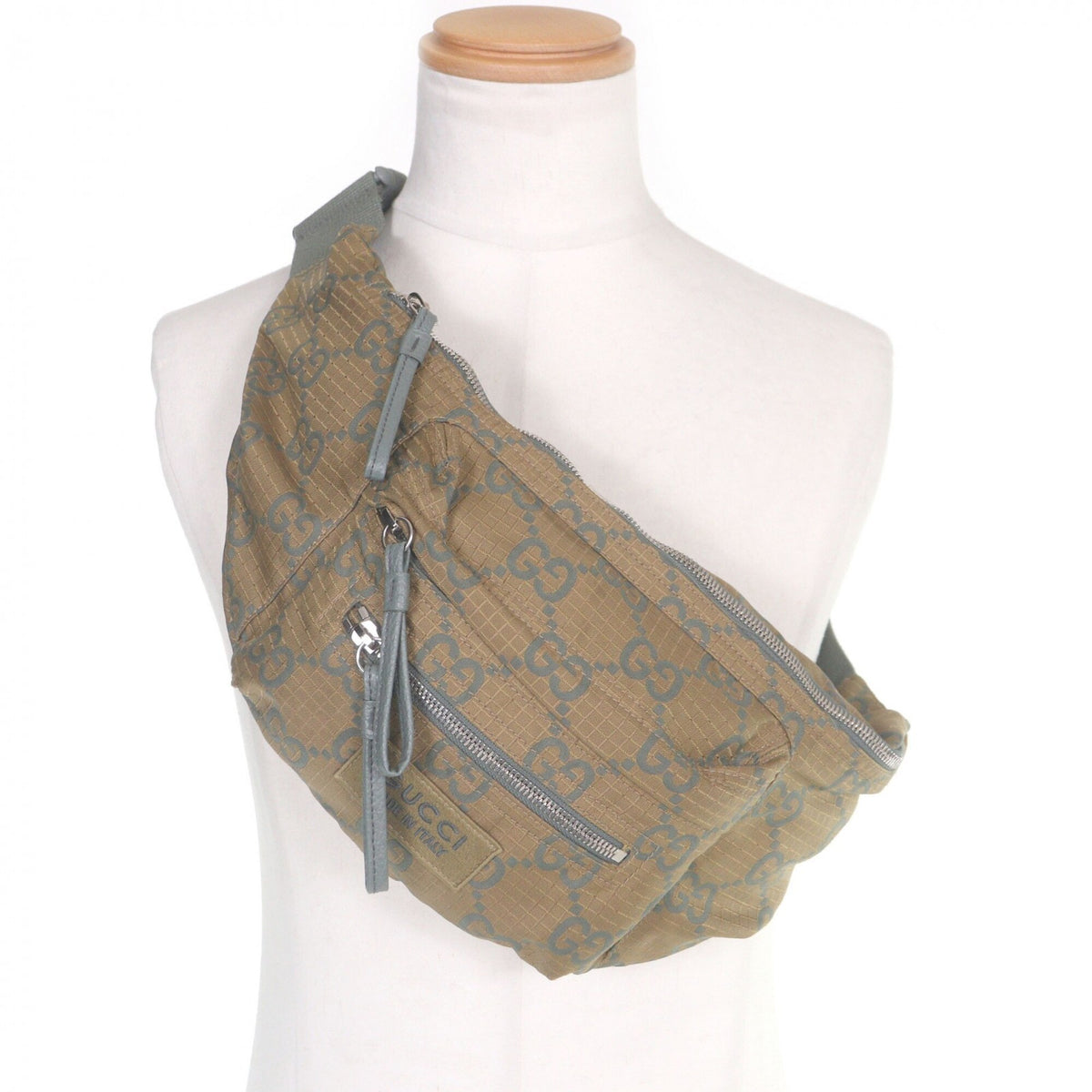 Gucci Khaki Nylon Sling Bag (Pre-Owned)