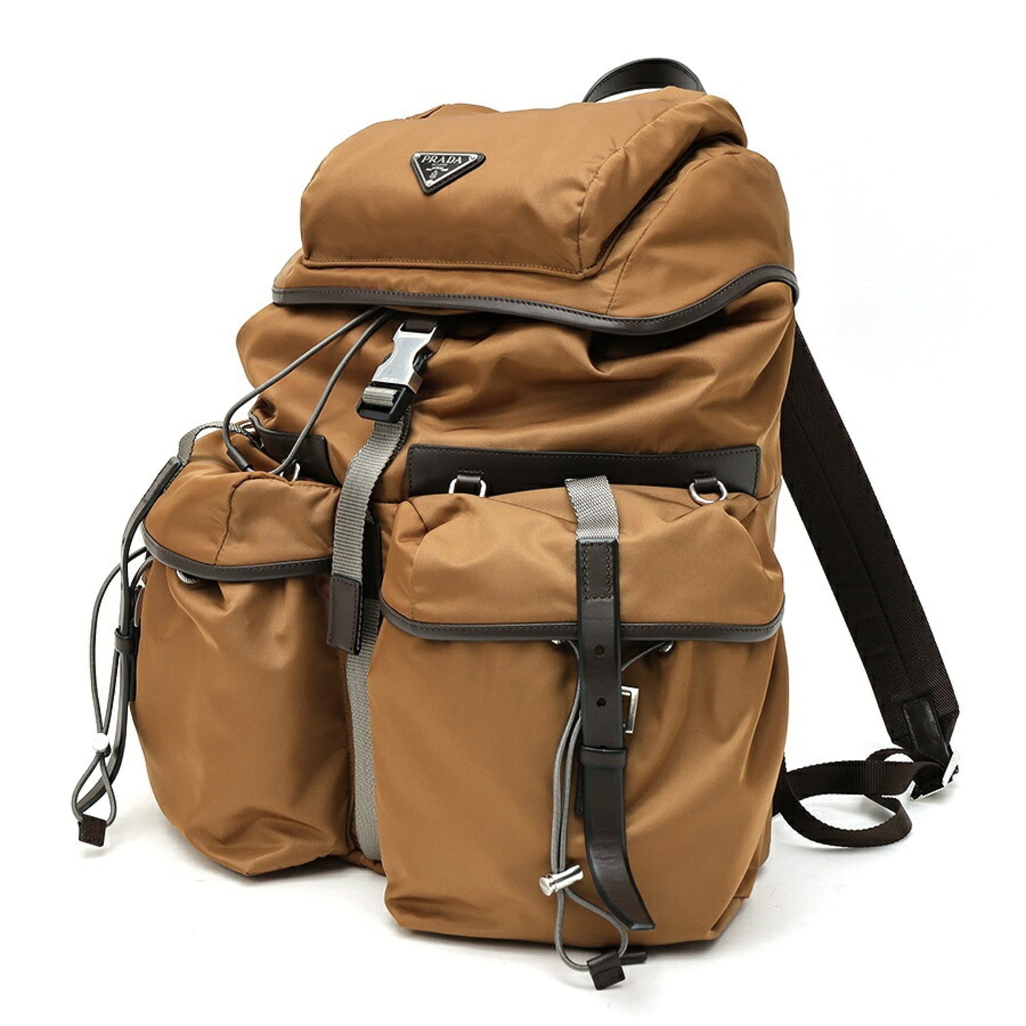 Prada Brown Nylon Leather Backpack (Pre-Owned)