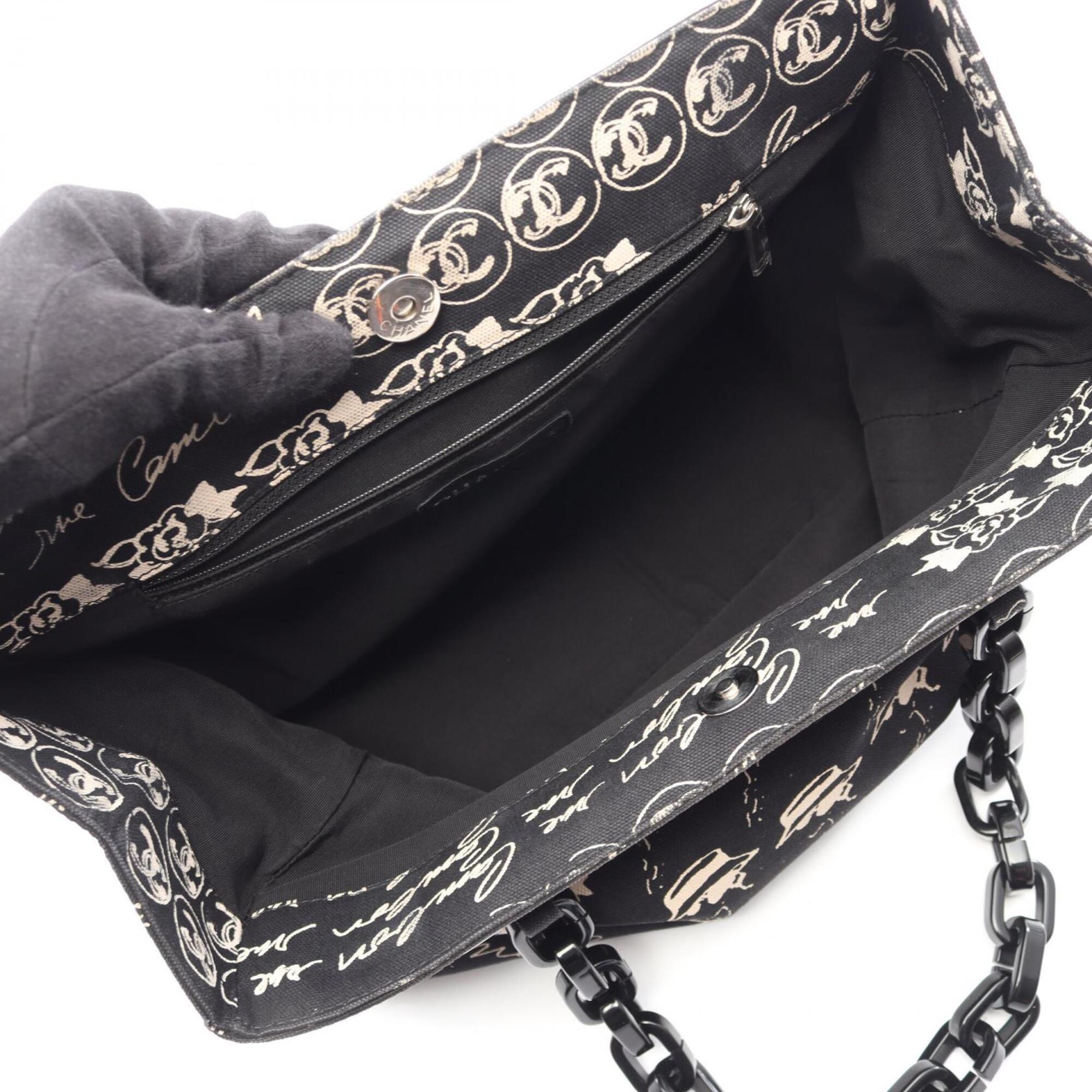 Chanel Black Canvas Handbag Tote Bag (Pre-Owned)