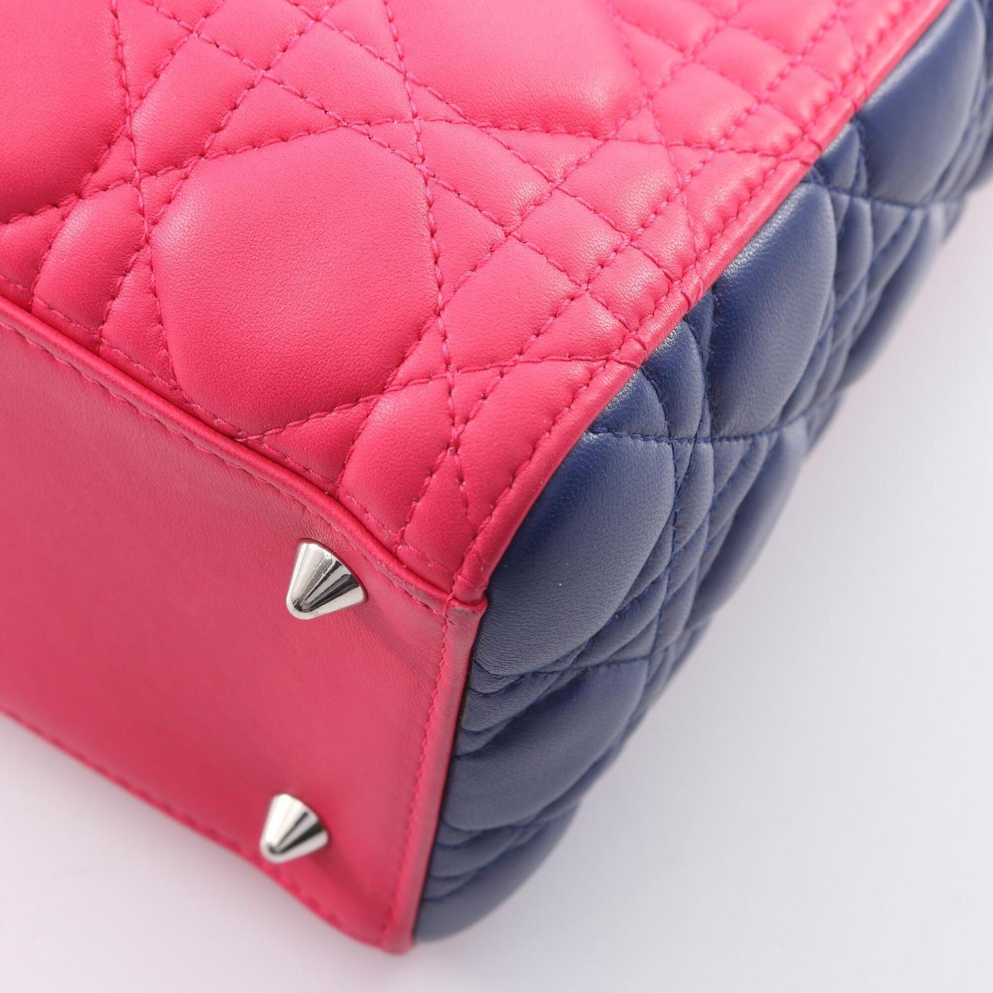 Christian Dior Blue Pink Yellow Leather Handbag (Pre-Owned)