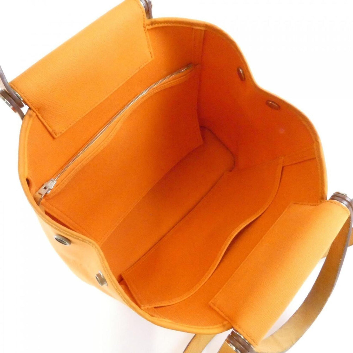 Hermes Orange Toile Officier Handbag (Pre-Owned)