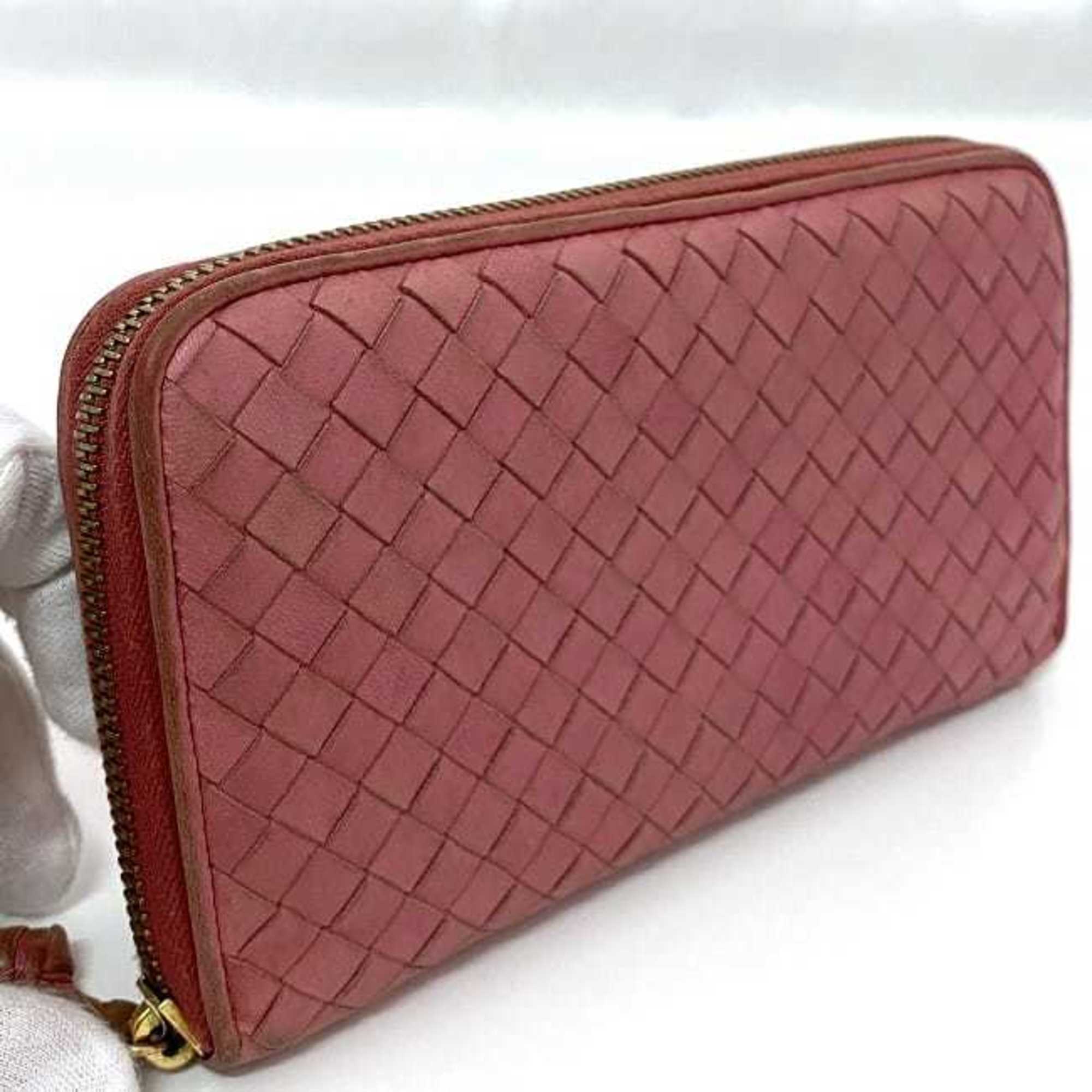 Bottega Veneta Pink Leather Long Wallet (Bi-Fold) (Pre-Owned)