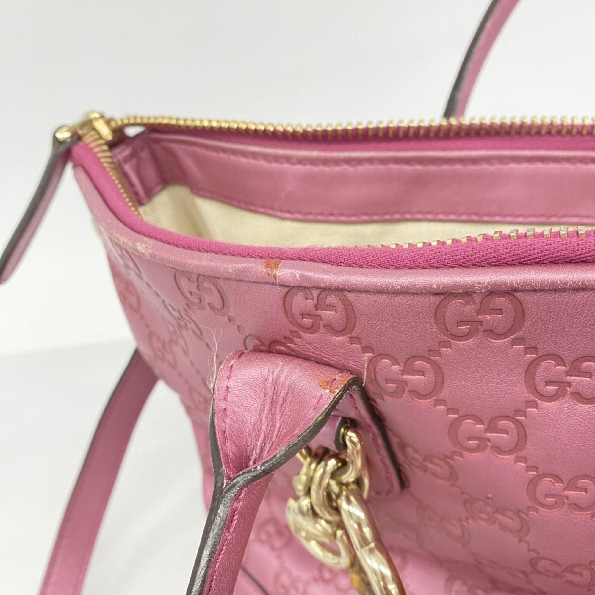 Gucci Pink Leather Tote Bag (Pre-Owned)