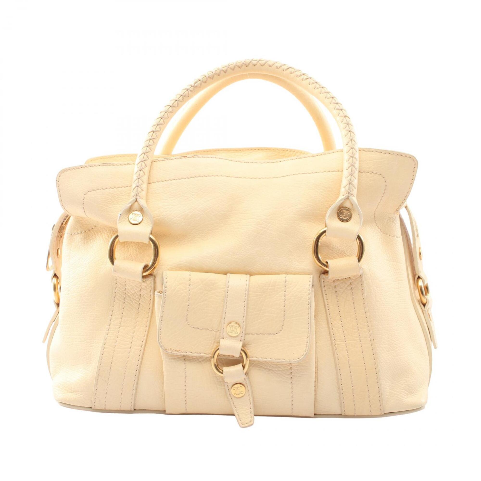 Celine Macadam Ivory Leather Handbag (Pre-Owned)