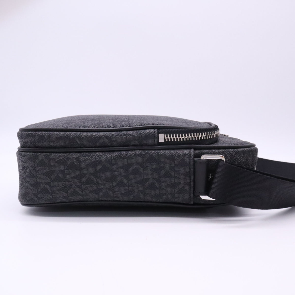 Michael Kors Black Gray Coated Canvas Shoulder Bag (Pre-Owned)