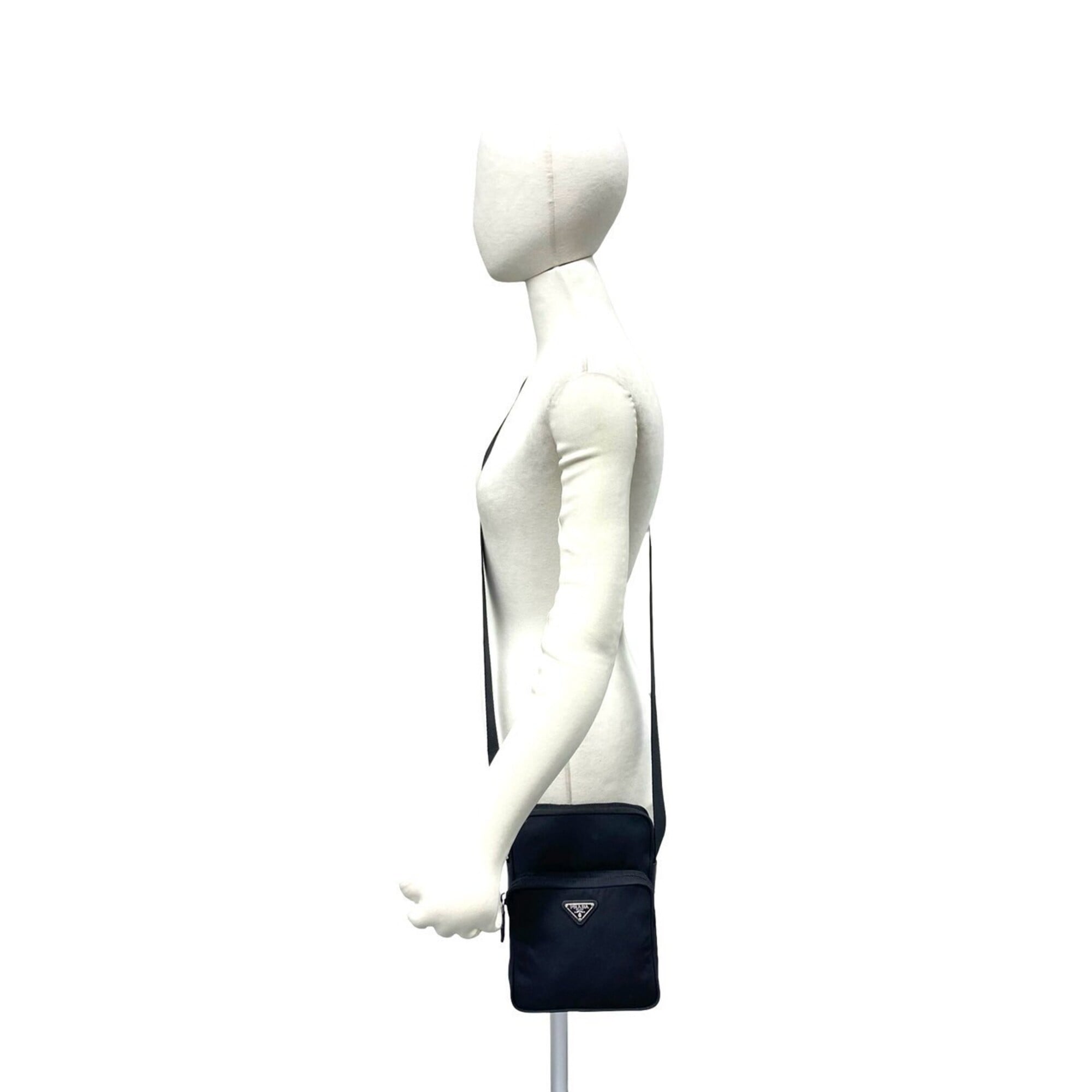 Prada Black Nylon Leather Pochette Shoulder Bag (Pre-Owned)