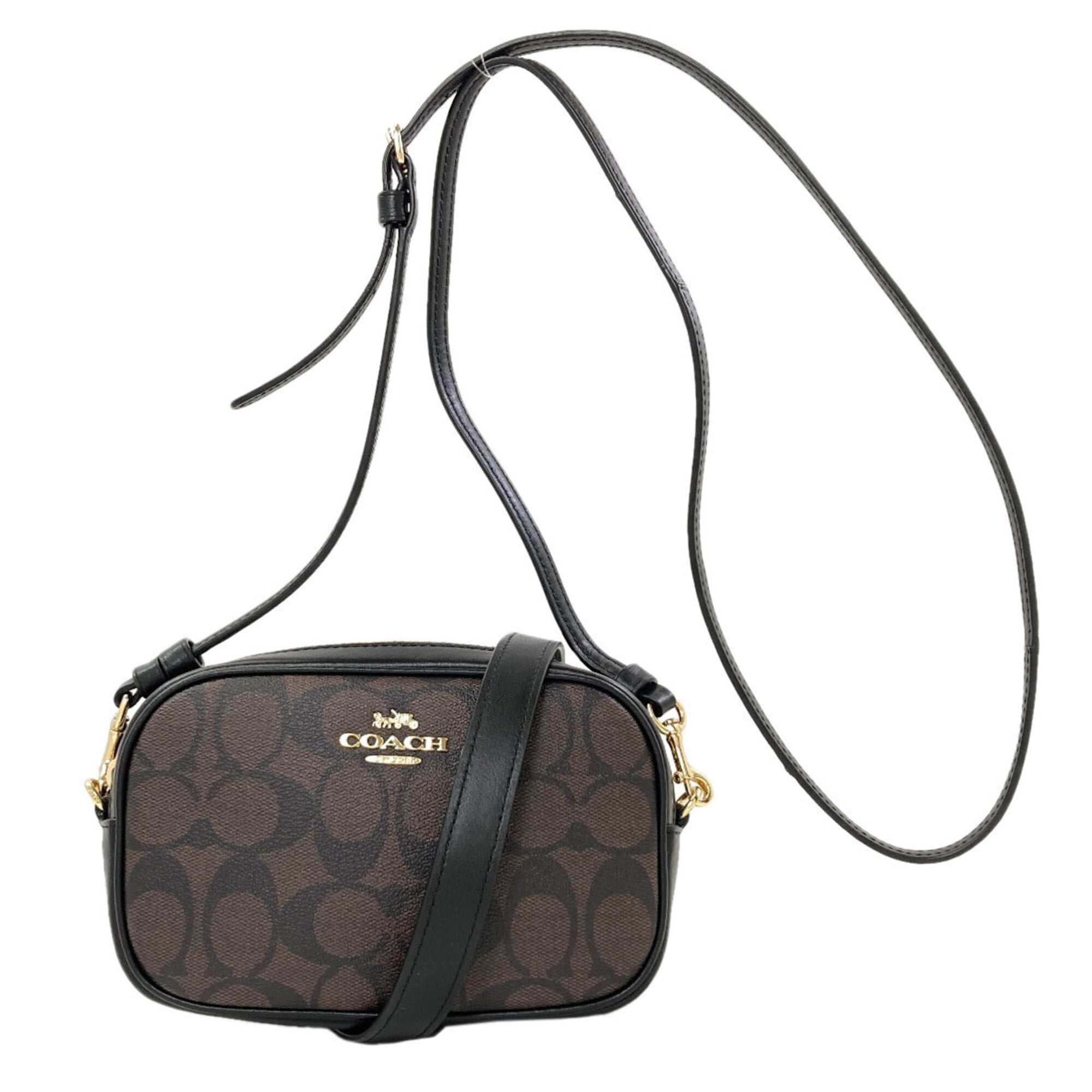 Coach Dark Brown Signature Line Pvc Shoulder Bag (Pre-Owned)