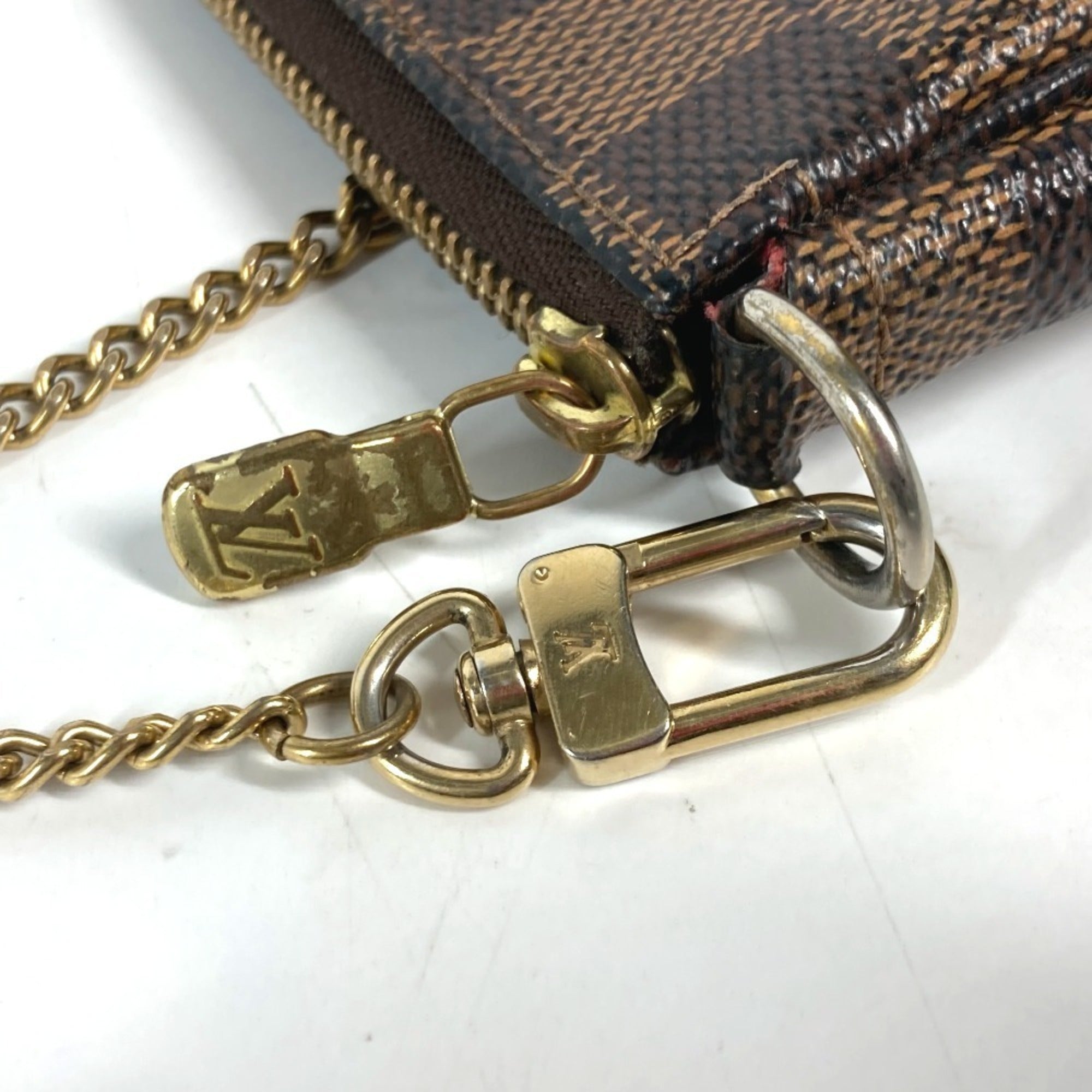 Louis Vuitton Brown Damier Canvas Ebene Galle Red Color Damier Canvas Handbag Pochette (Pre-Owned)