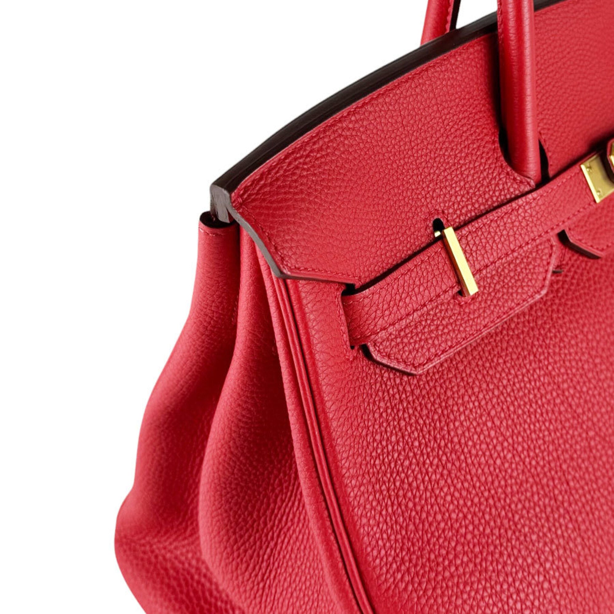 Hermes Rouge Casaque Togo Leather Handbag (Pre-Owned)