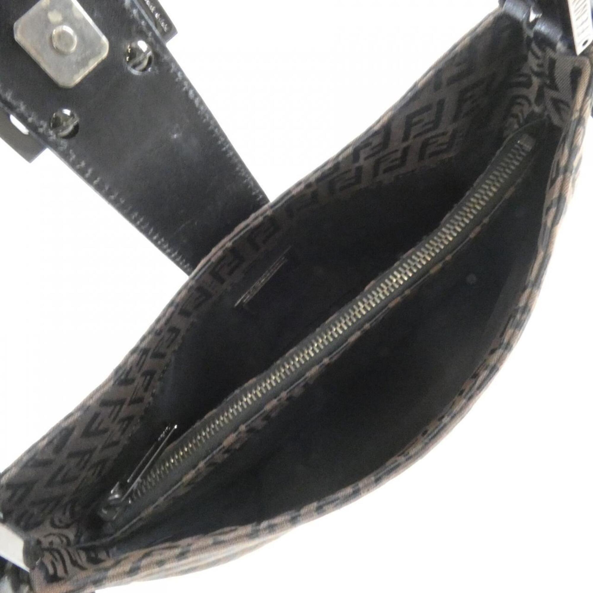 Fendi Black Brown Canvas Shoulder Bag (Pre-Owned)