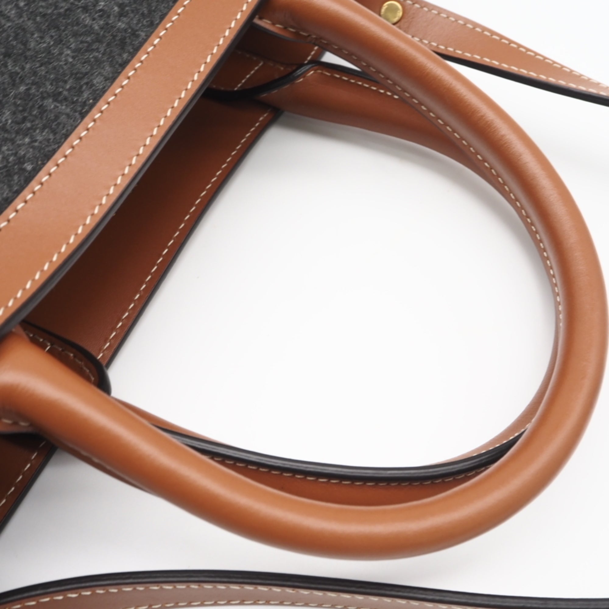 Celine Gray Brown Cotton Leather Handbag (Pre-Owned)