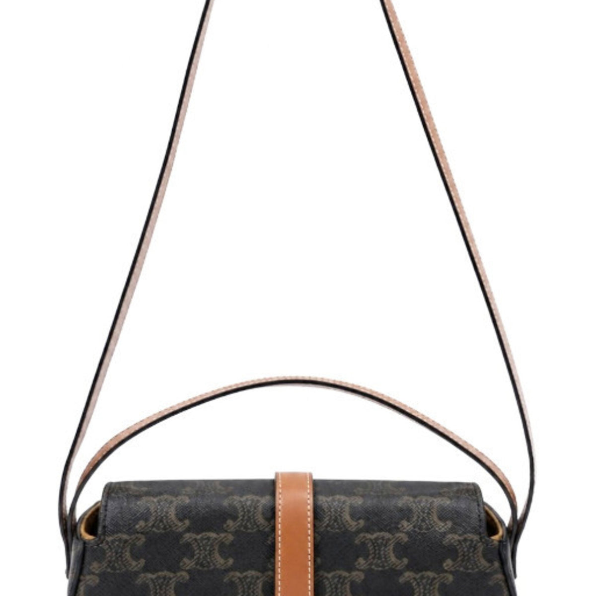 Celine Brown Coated Canvas Leather Handbag Shoulder Bag (Pre-Owned)