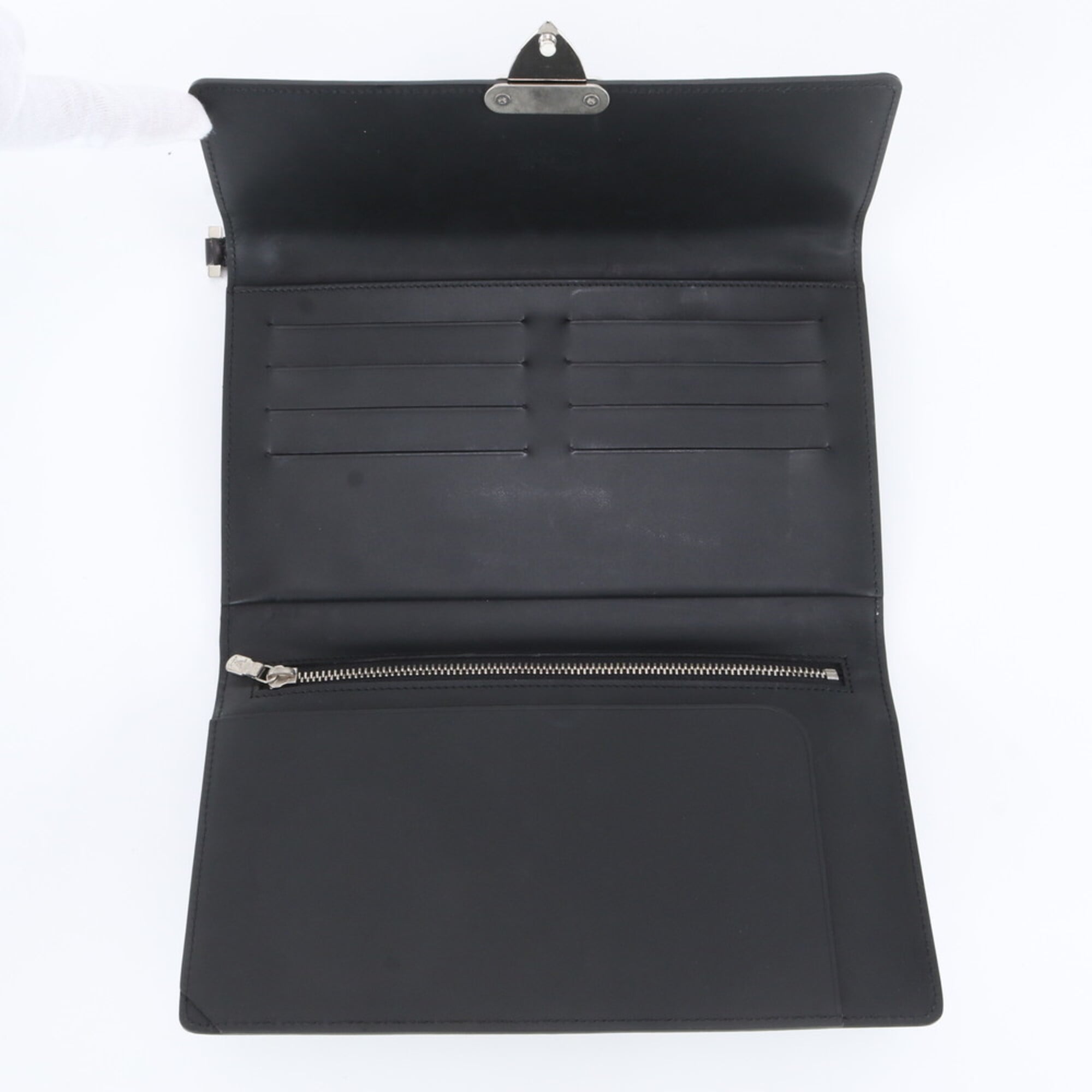 Louis Vuitton Noir Leather Clutch Bag Handbag (Pre-Owned)