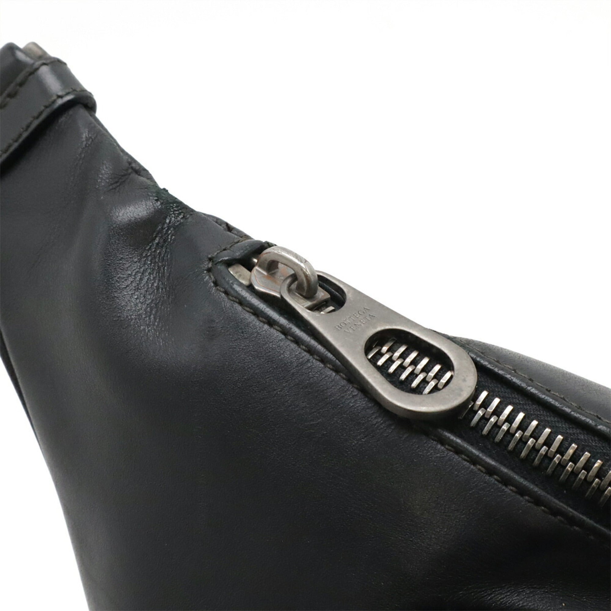 Bottega Veneta Intrecciato Black Leather Pouch Sling Bag (Pre-Owned)
