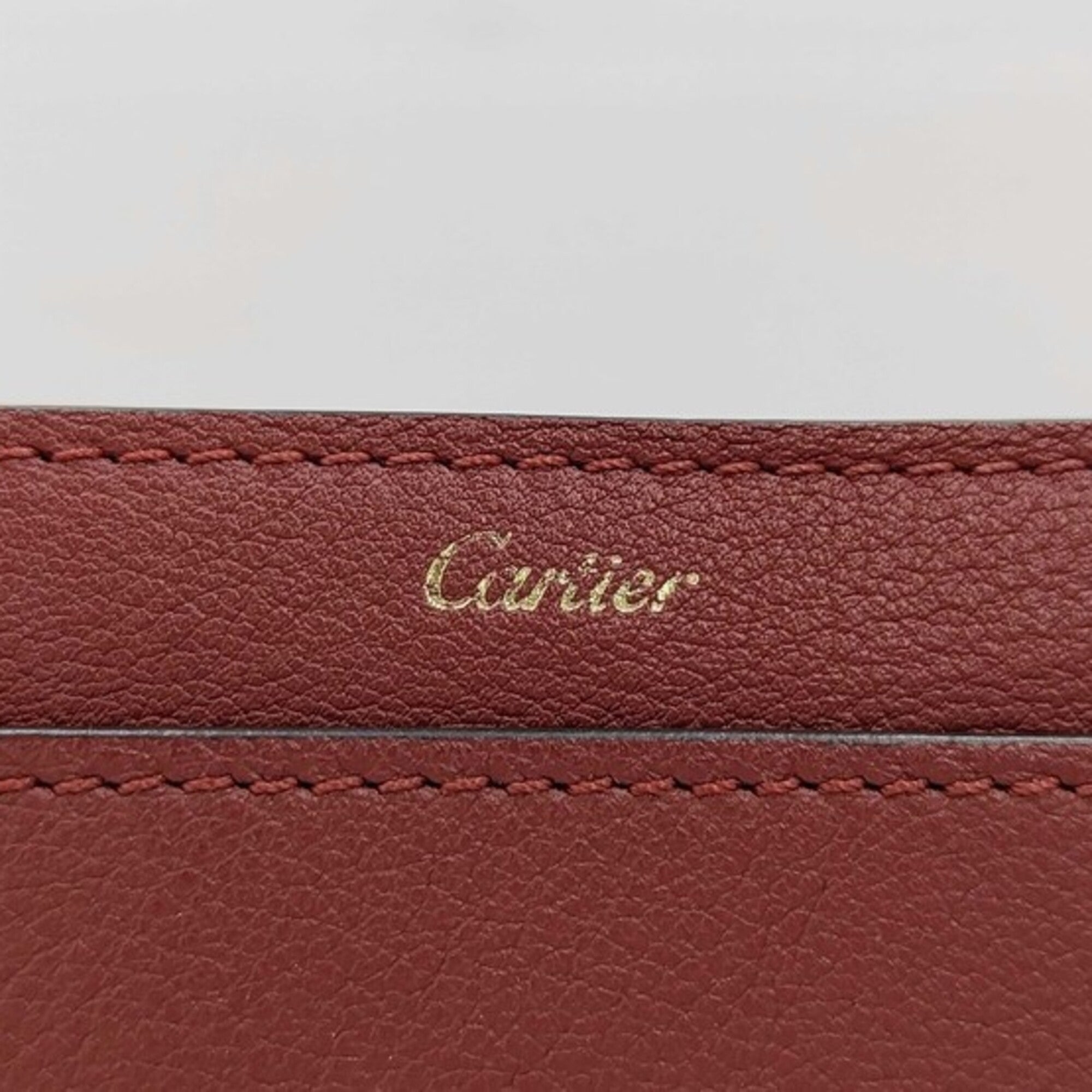 Cartier Bordeaux Leather Long Wallet (Tri-Fold) (Pre-Owned)