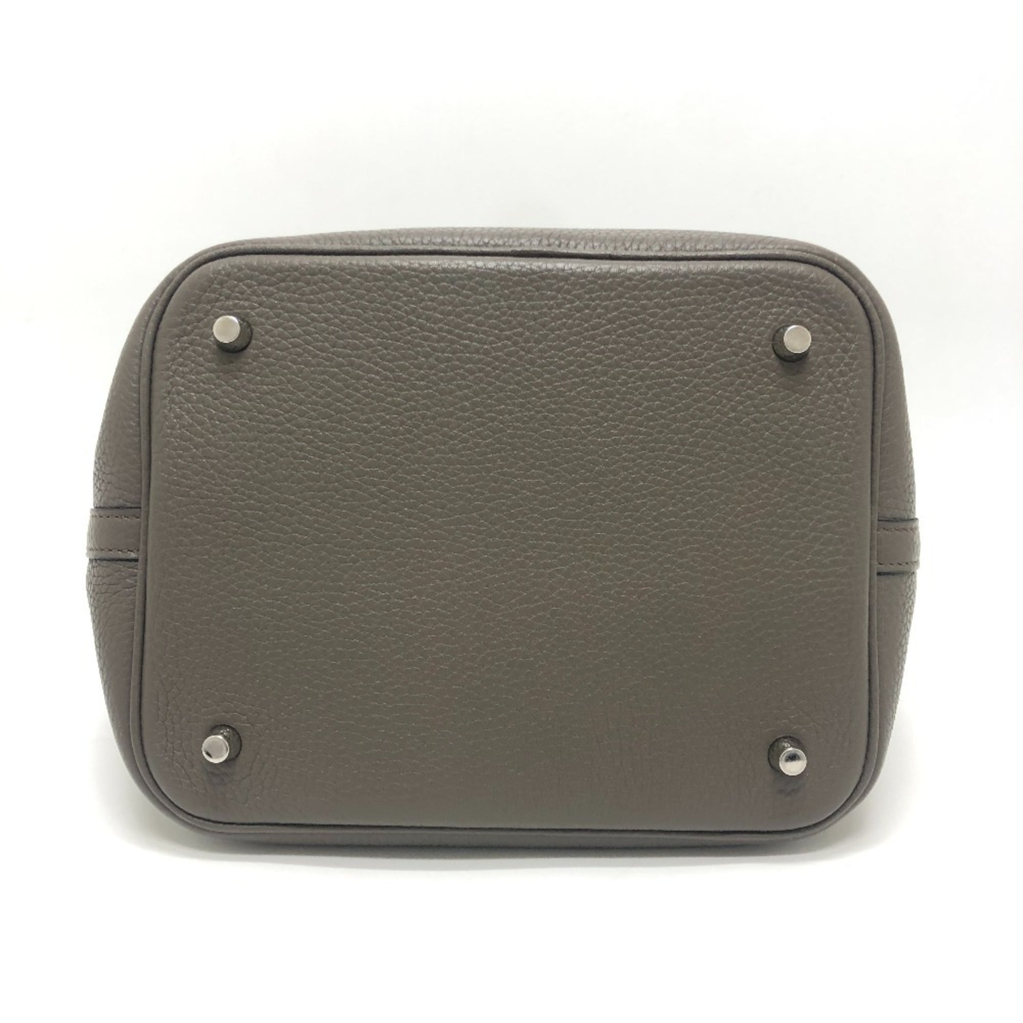 Hermes Picotin Gray Taurillon Clemence Leather Handbag (Pre-Owned)