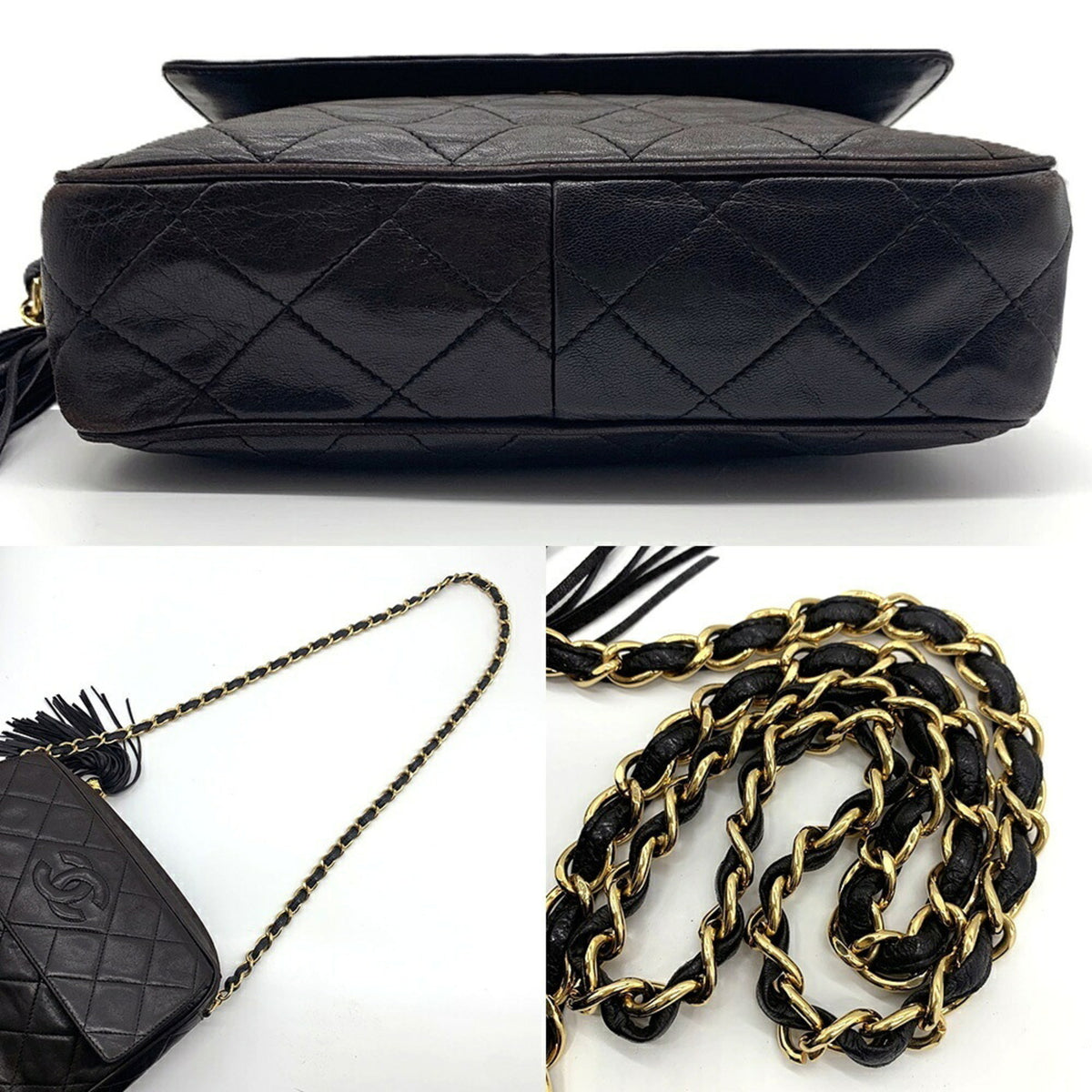 Chanel Dark Brown Leather Shoulder Bag (Pre-Owned)
