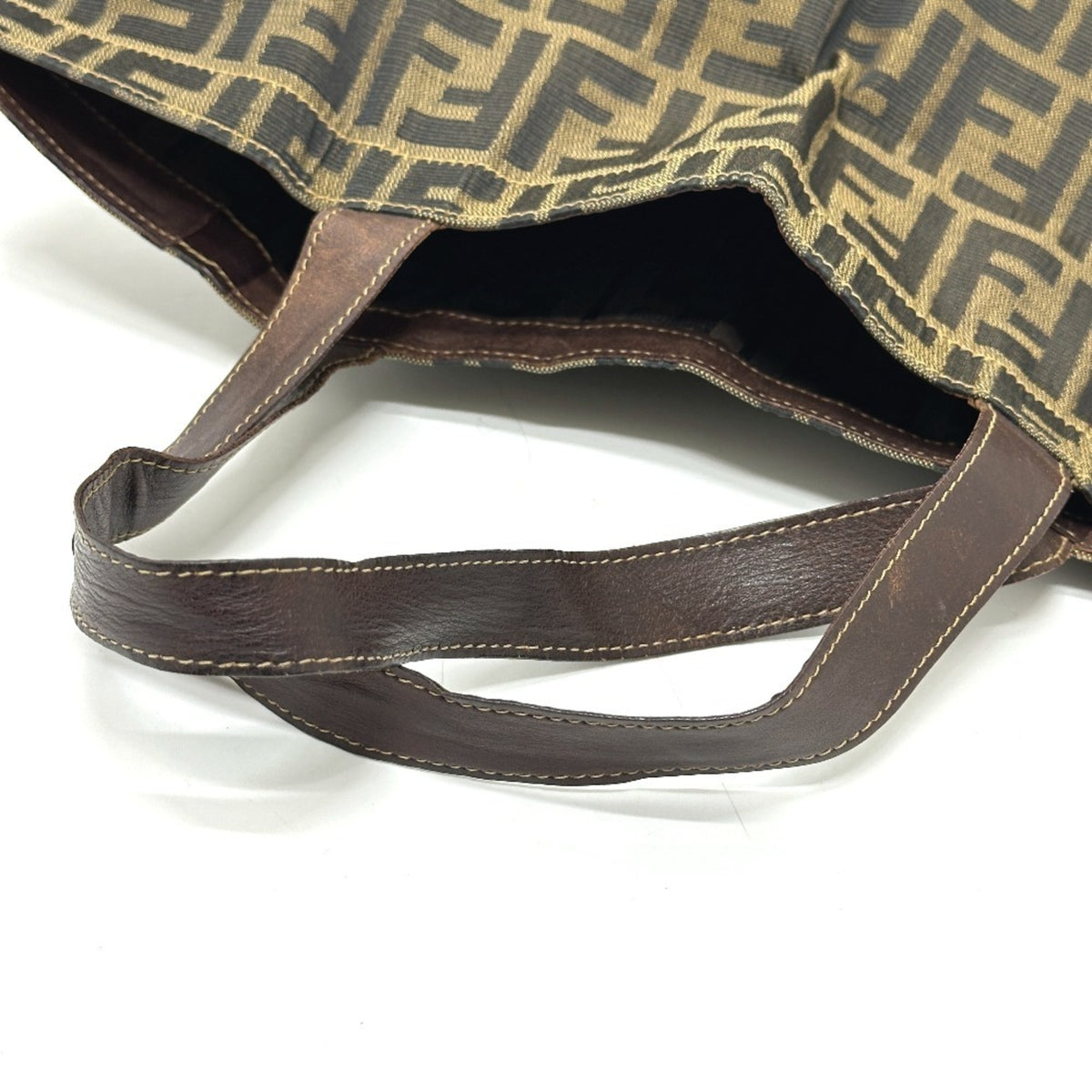 Fendi Zucca Brown Leather Canvas Eco-Bag Handbag Tote Bag (Pre-Owned)