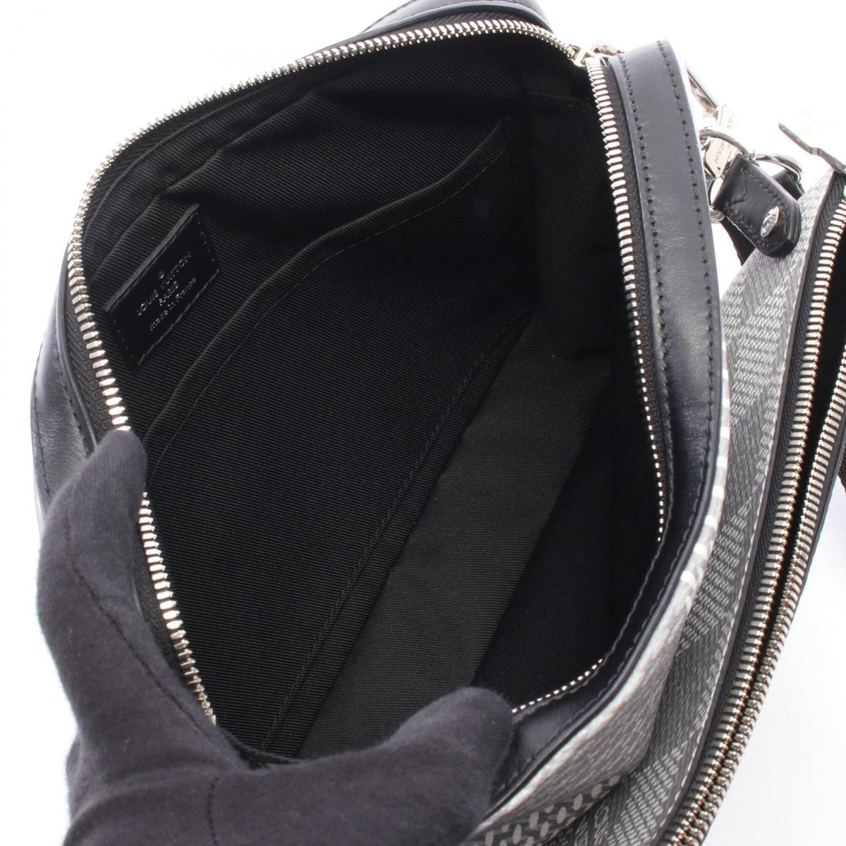 Louis Vuitton Gray White Coated Canvas Leather Handbag Shoulder Bag (Pre-Owned)