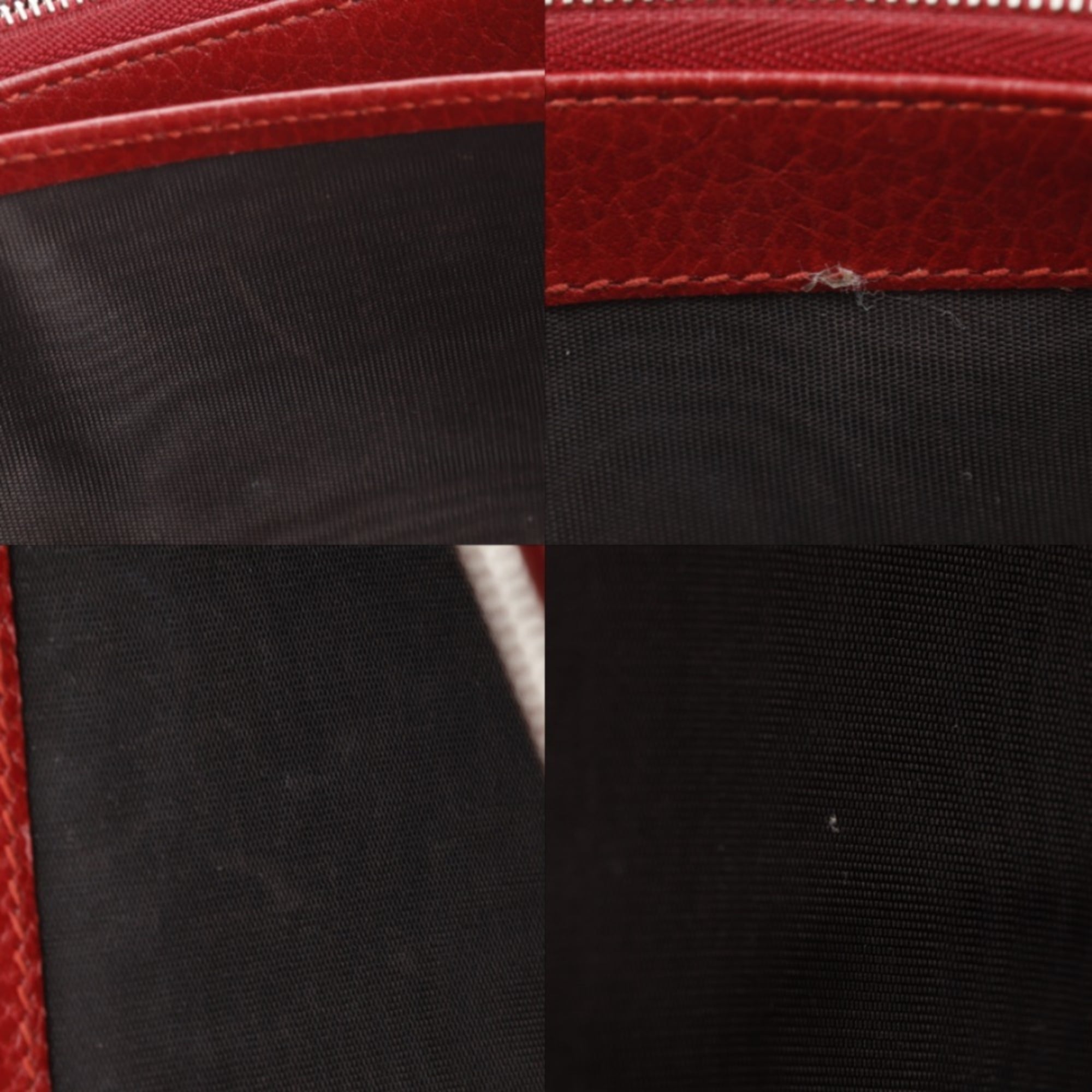 Gucci Red Color Leather Shoulder Bag (Pre-Owned)