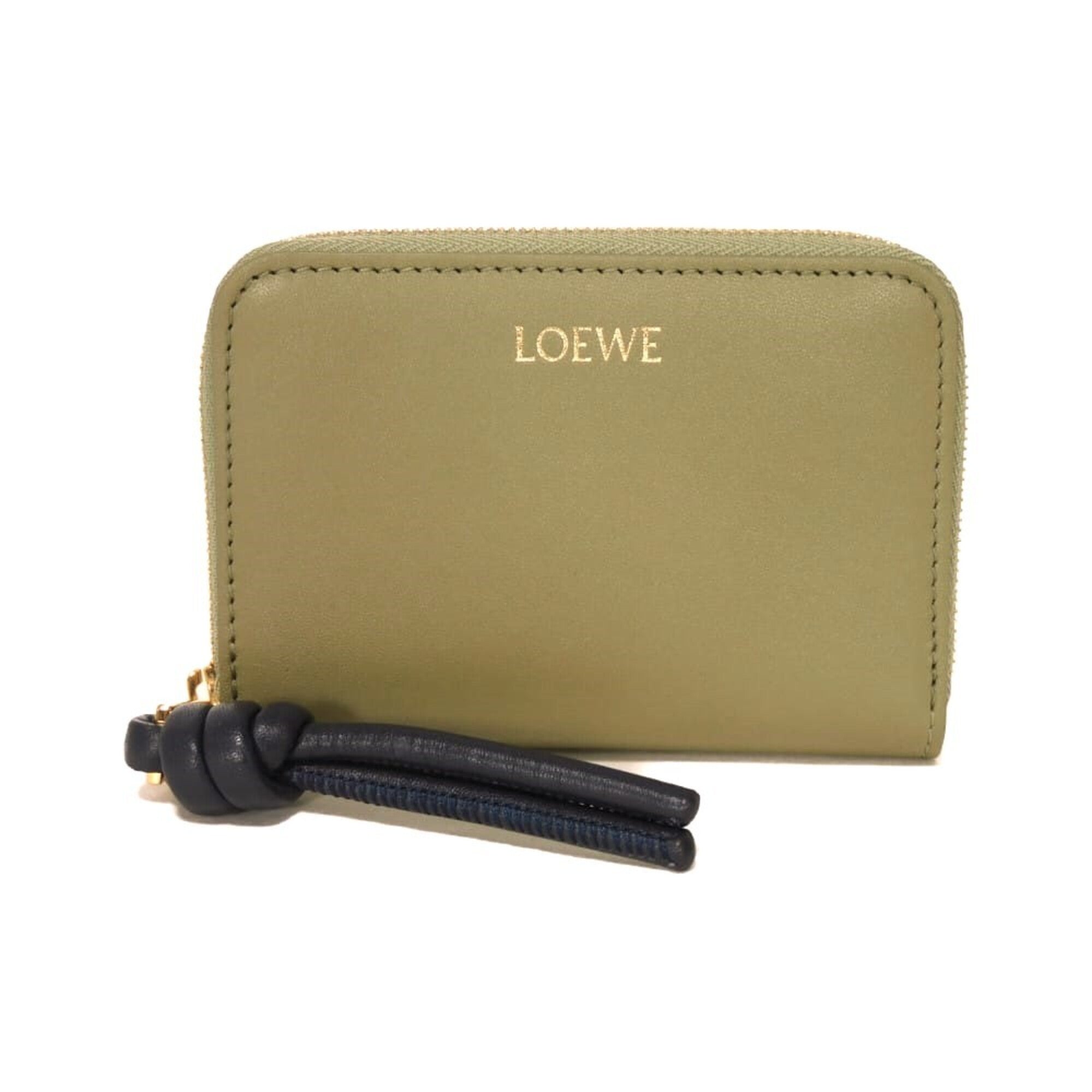 Loewe Green Leather Coin Purse/Coin Case (Pre-Owned)