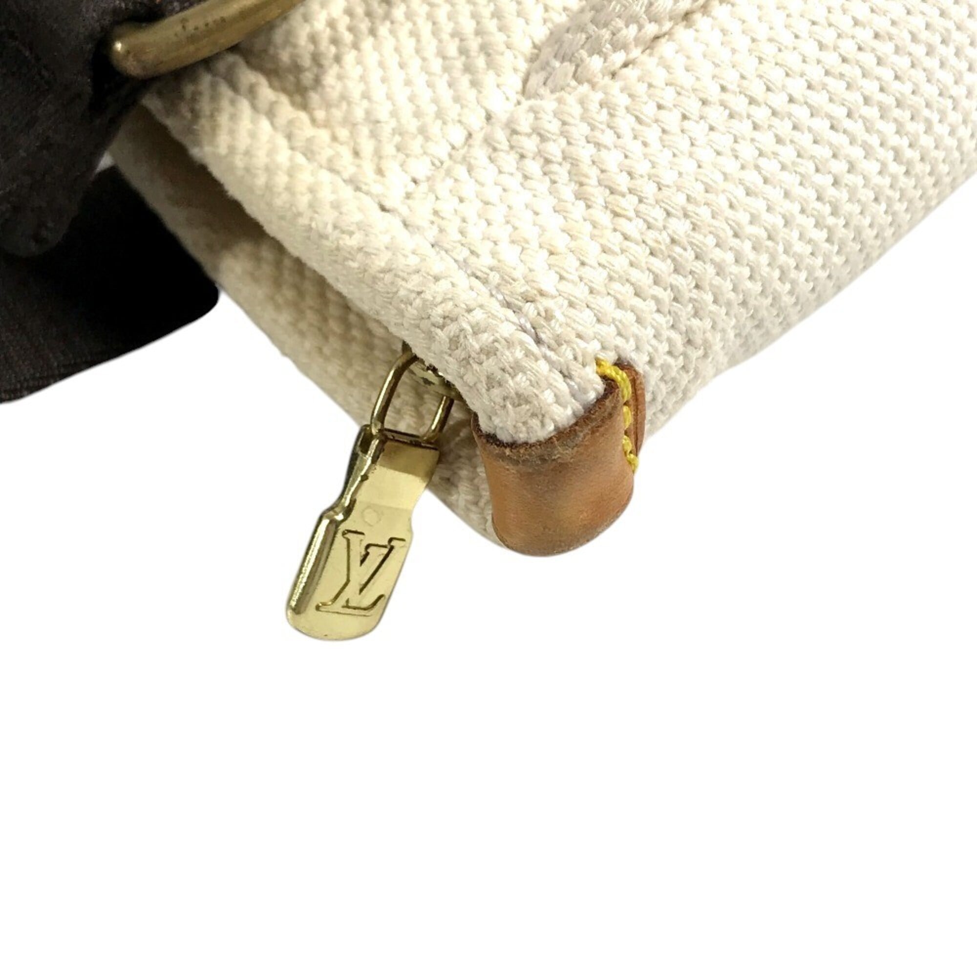 Louis Vuitton Brown White Cotton Handbag Tote Bag (Pre-Owned)