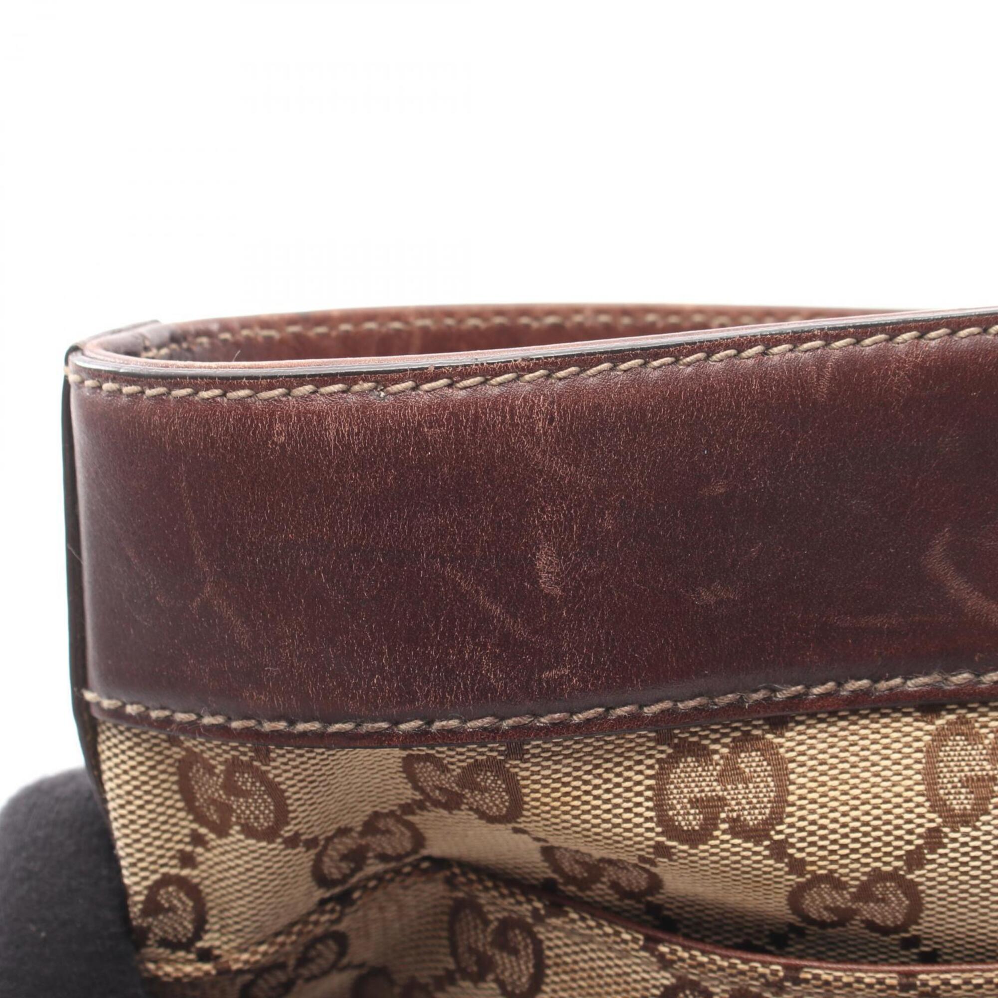 Gucci Gg Canvas Beige Brown Gg Canvas Leather Handbag Tote Bag (Pre-Owned)