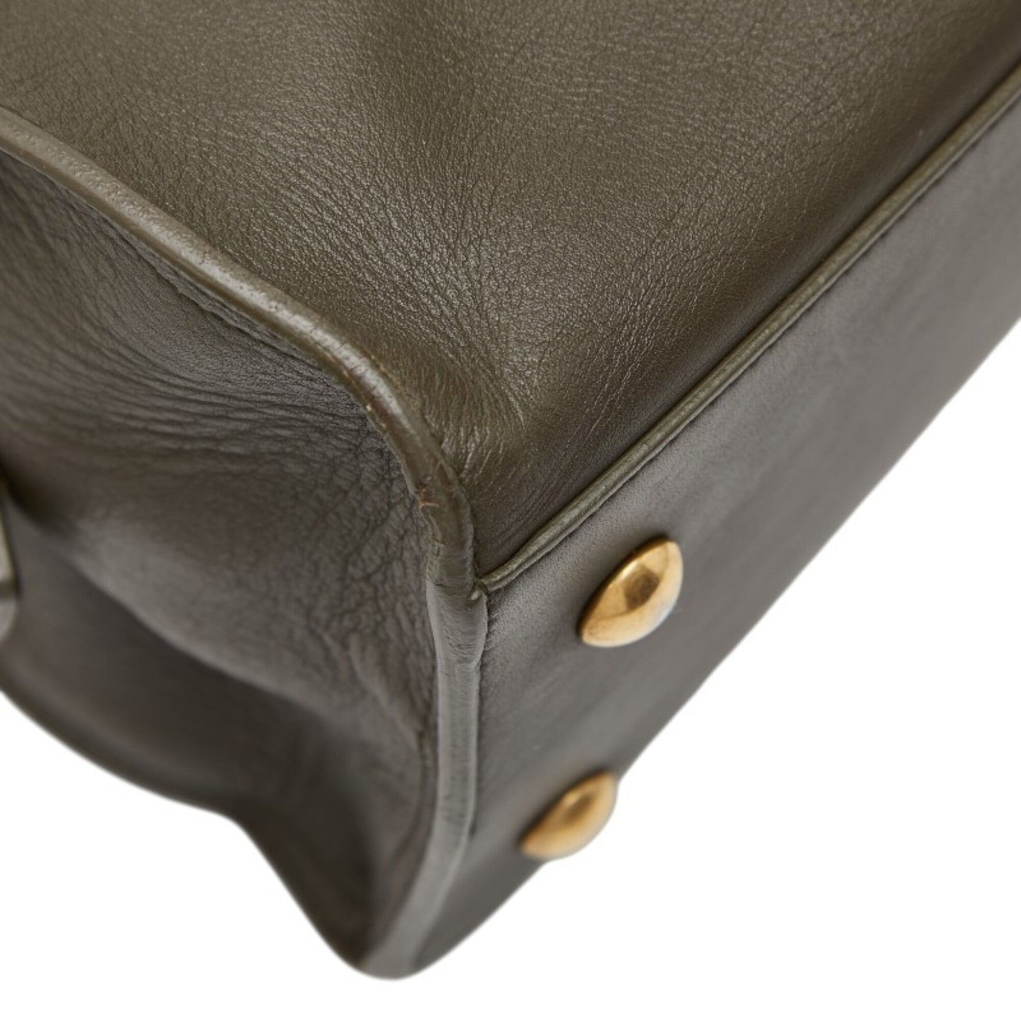 Saint Laurent Green Khaki Leather Handbag Shoulder Bag (Pre-Owned)