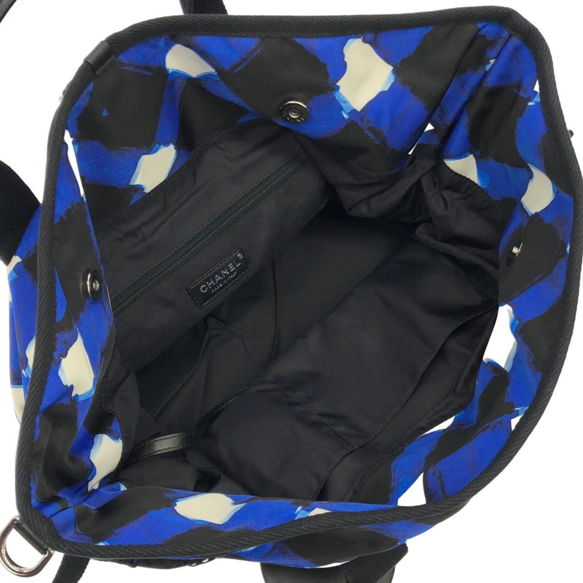 Chanel Black Blue White Nylon Handbag (Pre-Owned)