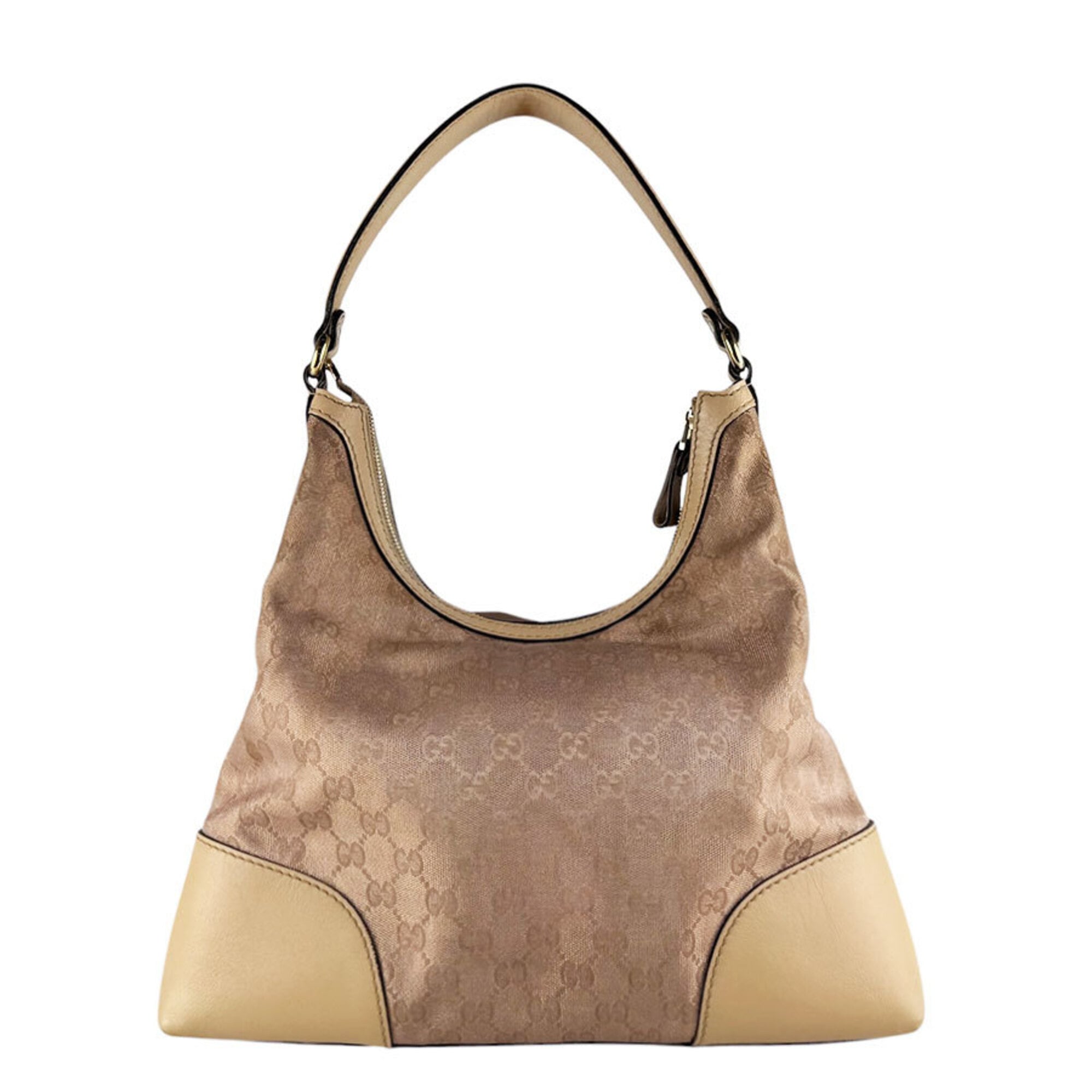 Gucci Beige Metallic Pink Beige Gg Canvas Shoulder Bag (Pre-Owned)