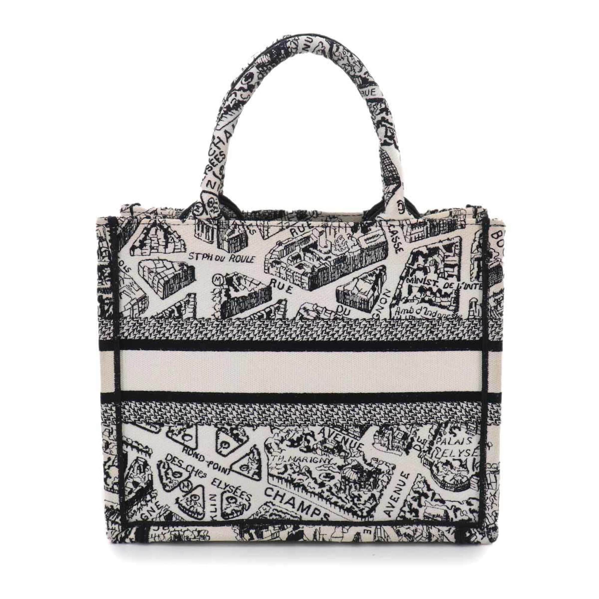 Christian Dior Black White Canvas Handbag Tote Bag (Pre-Owned)