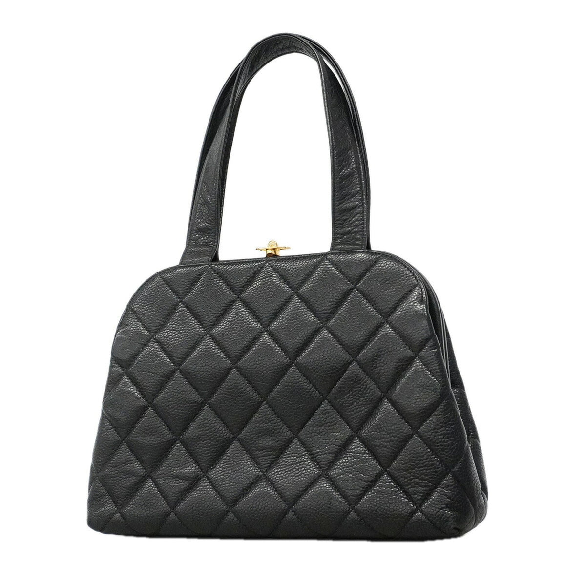Chanel Black Grained Calfskin Handbag (Pre-Owned)