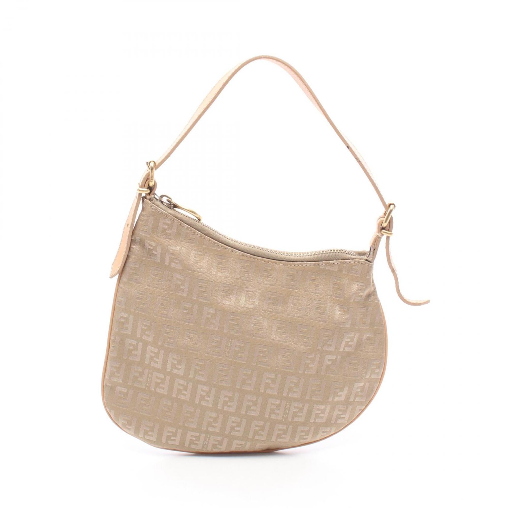 Fendi Beige Canvas Leather Handbag Shoulder Bag (Pre-Owned)