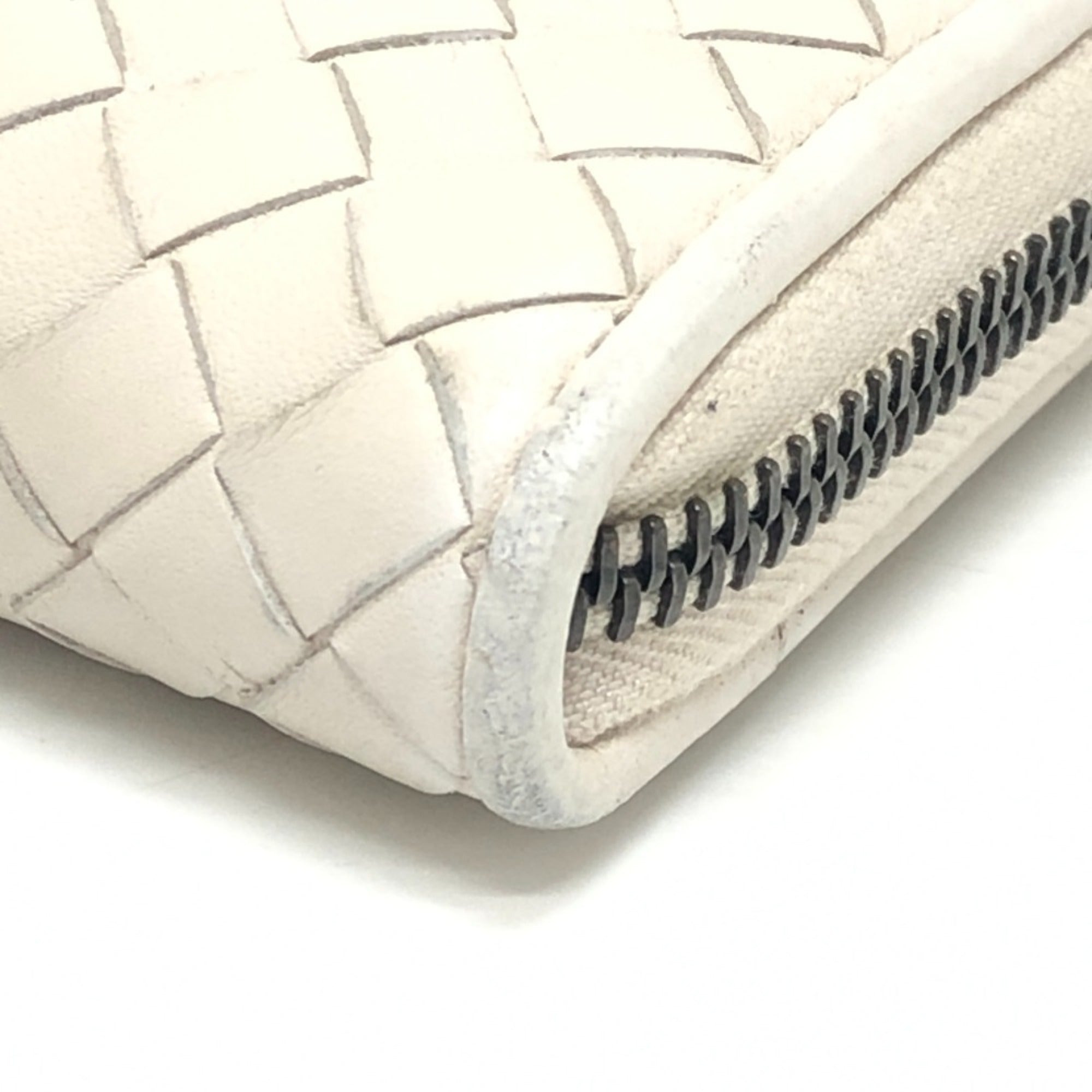 Bottega Veneta White Intrecciato Long Wallet (Bi-Fold) (Pre-Owned)