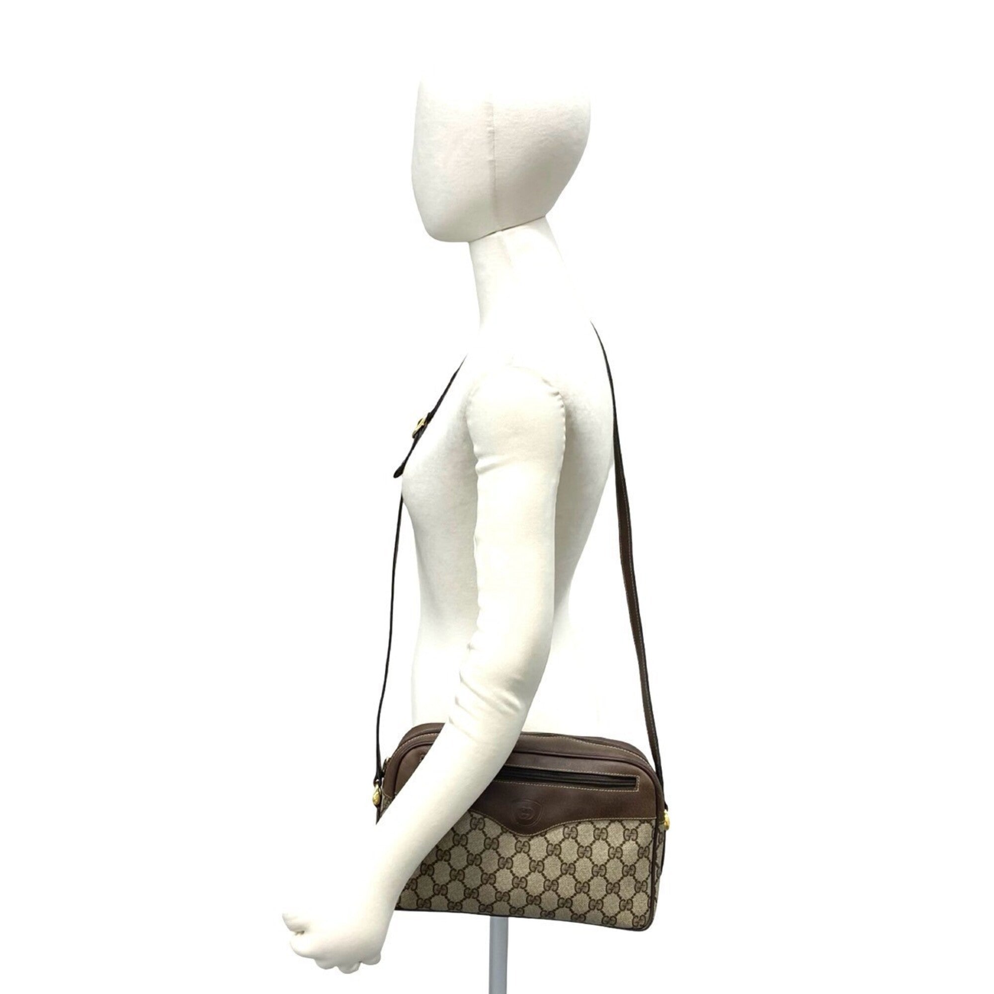 Gucci Brown Leather Pvc Pochette Shoulder Bag (Pre-Owned)