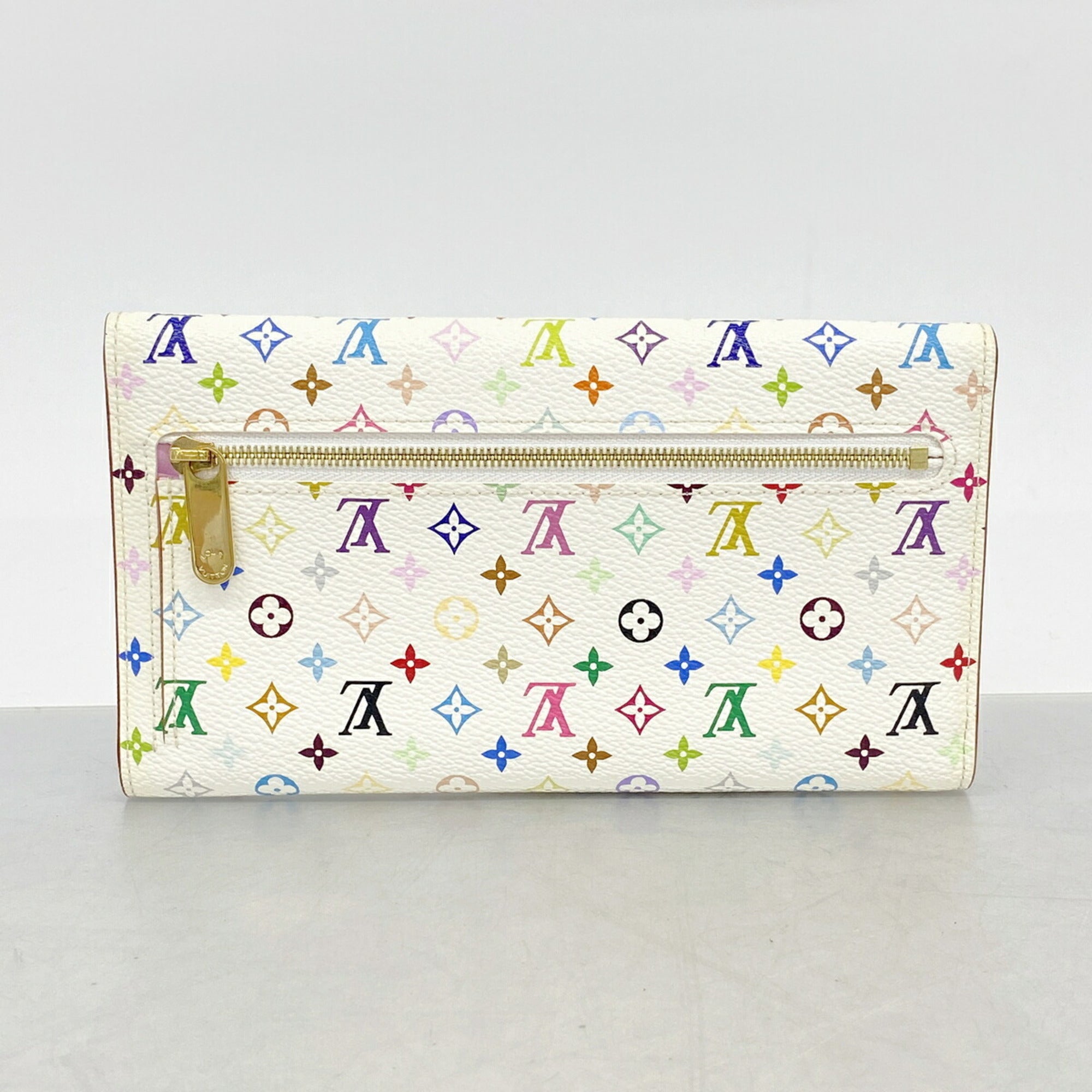 Louis Vuitton Blanc Litchi Long Wallet (Tri-Fold) (Pre-Owned)