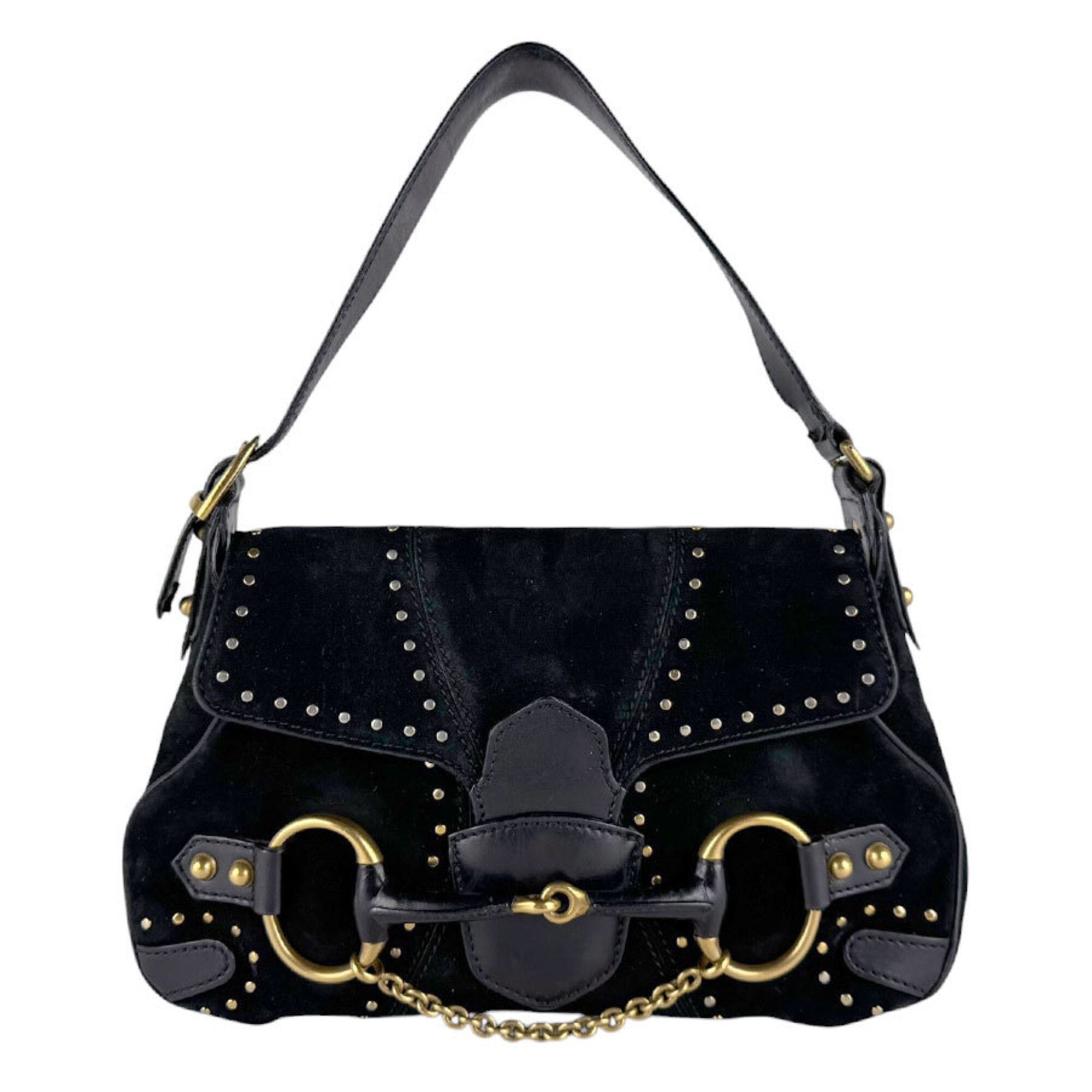 Gucci Black Suede Leather Handbag (Pre-Owned)