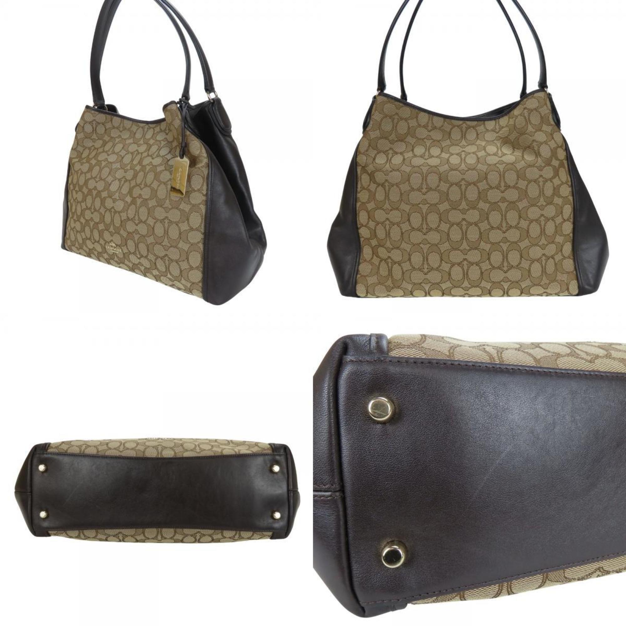 Coach Brown Dark Brown Canvas Leather Tote Bag (Pre-Owned)