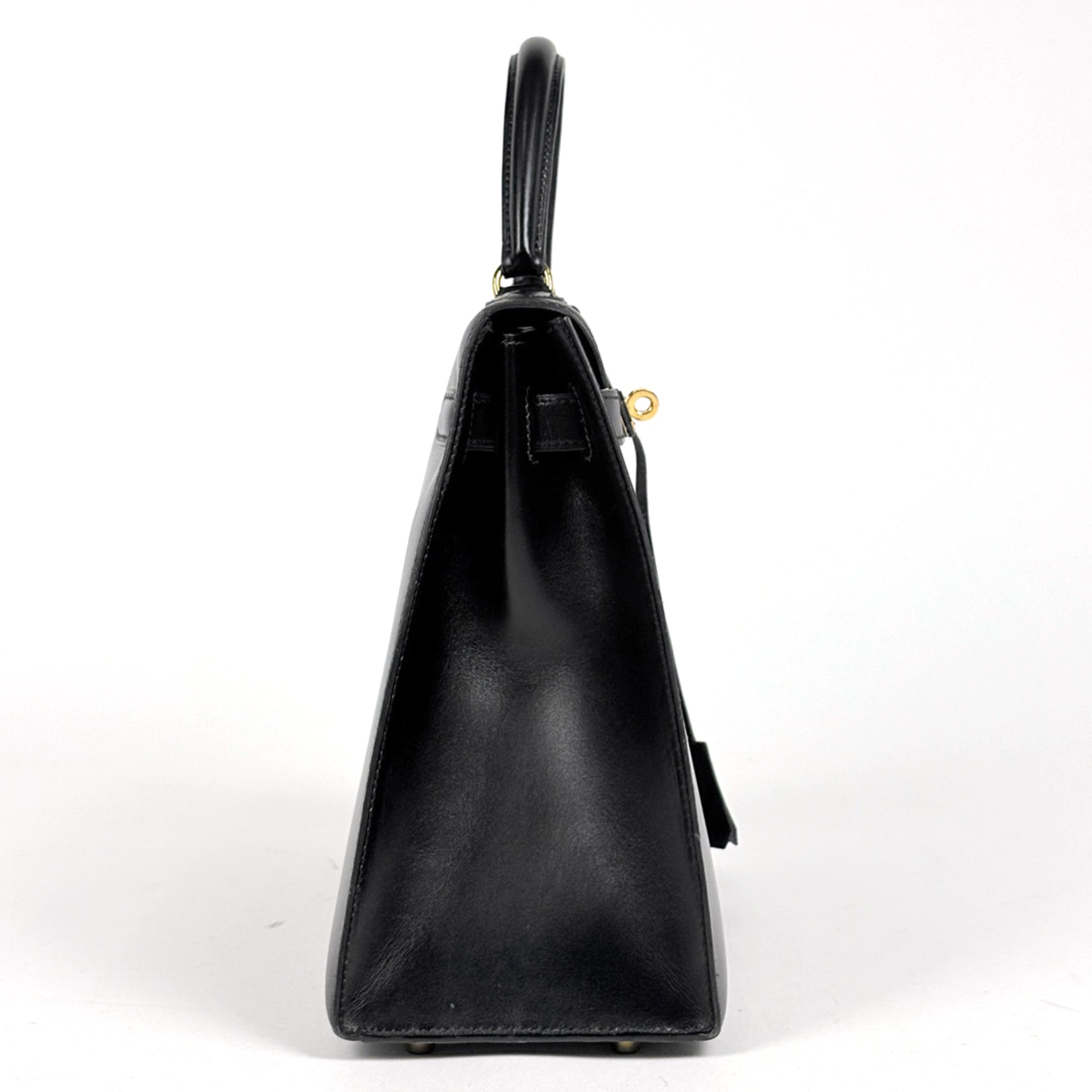 Hermes Kelly Black Box Calf Leather Handbag (Pre-Owned)