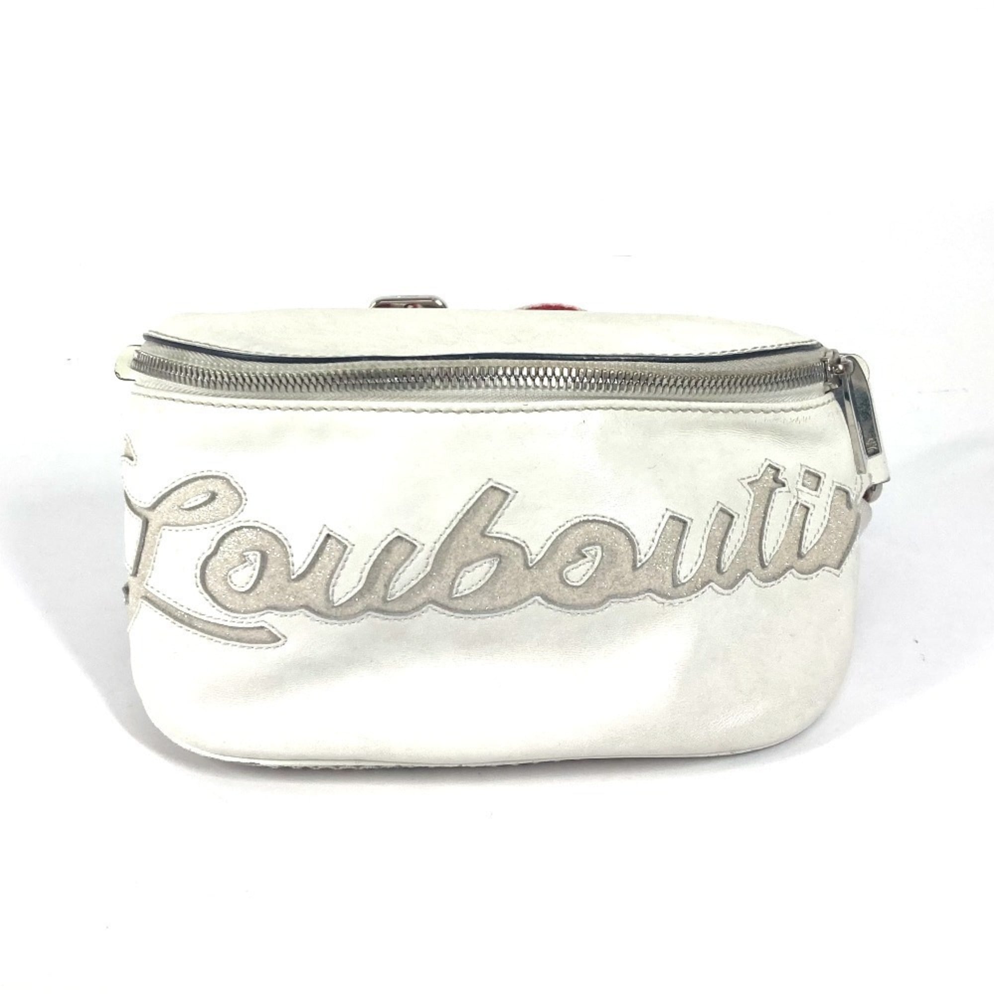 Christian Louboutin Red Color White Leather Shoulder Bag Sling Bag (Pre-Owned)