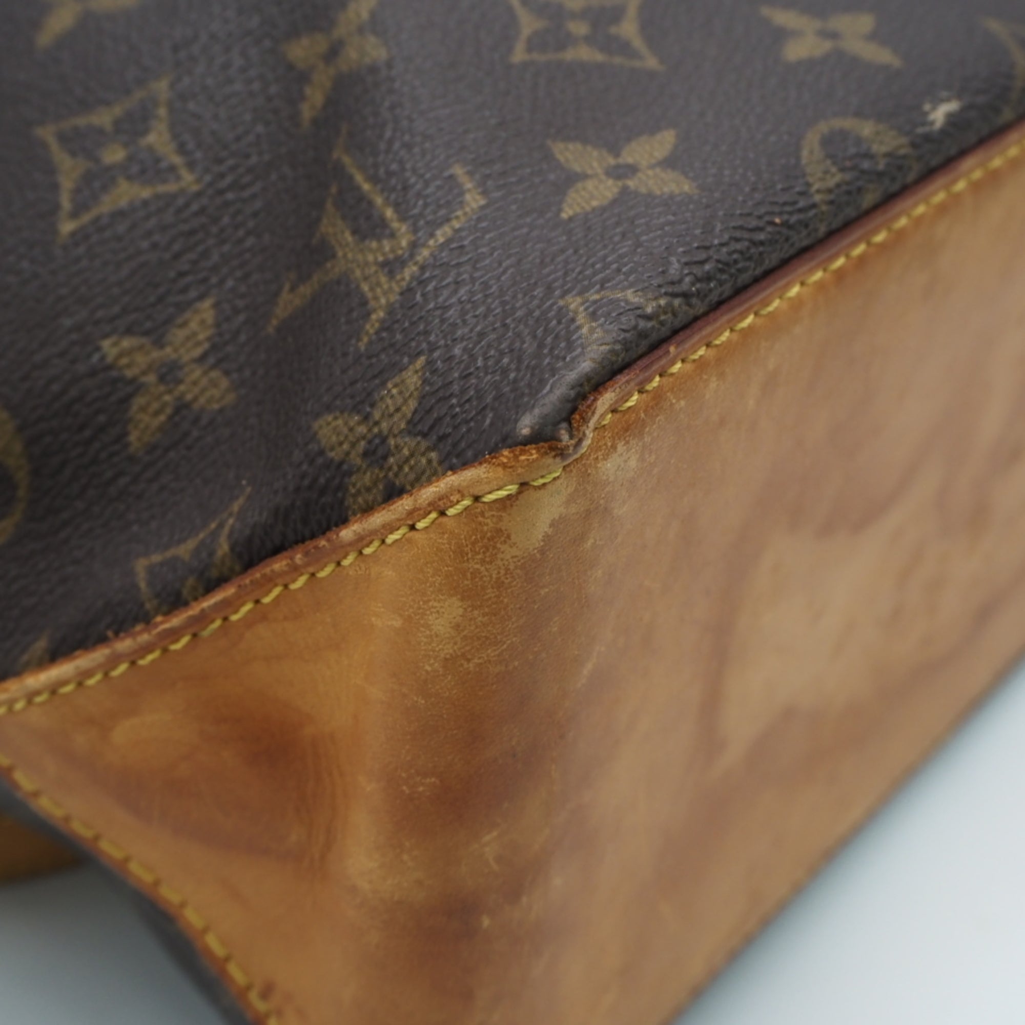 Louis Vuitton Beige Brown Coated Canvas Leather Handbag (Pre-Owned)