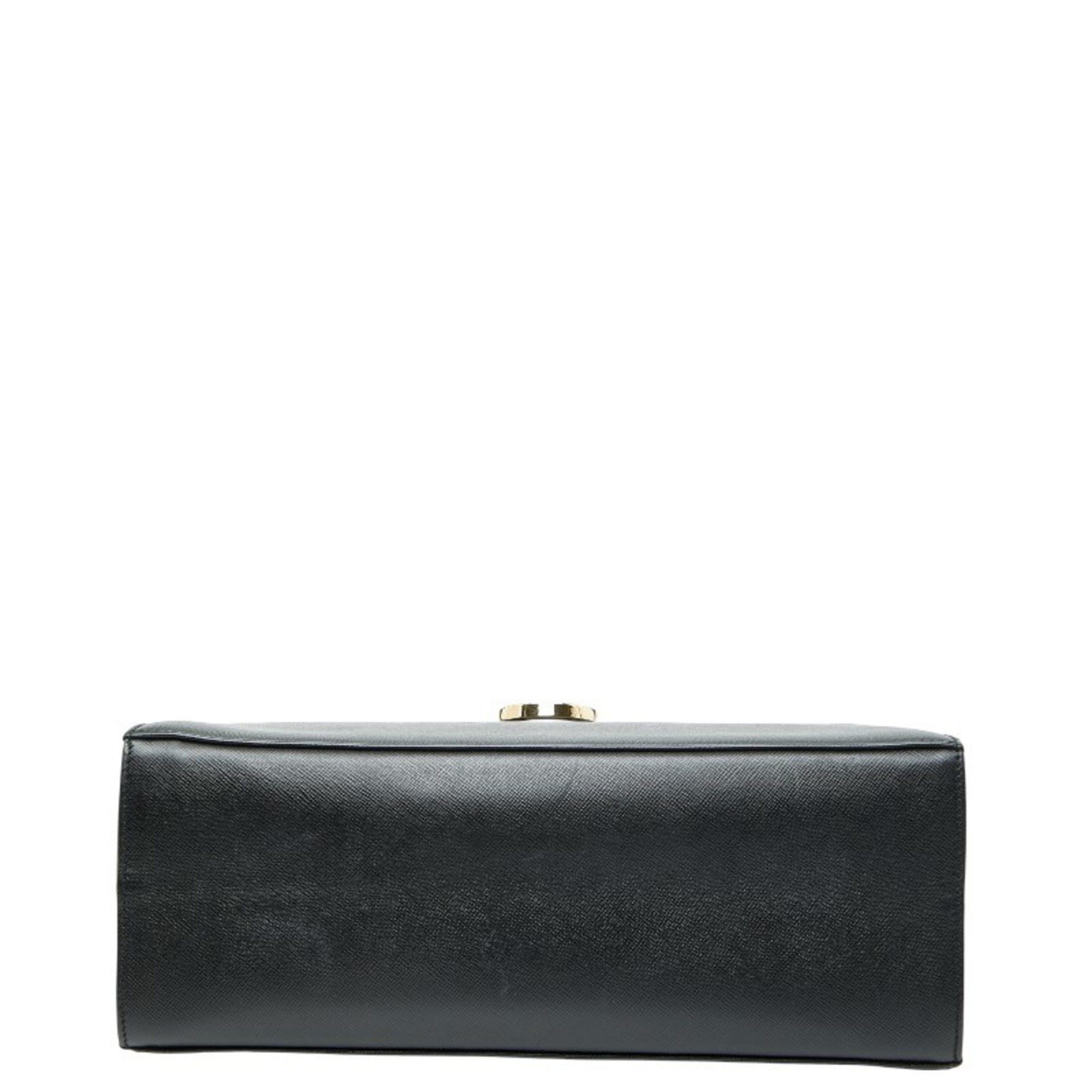 Salvatore Ferragamo Black Leather Handbag Shoulder Bag (Pre-Owned)