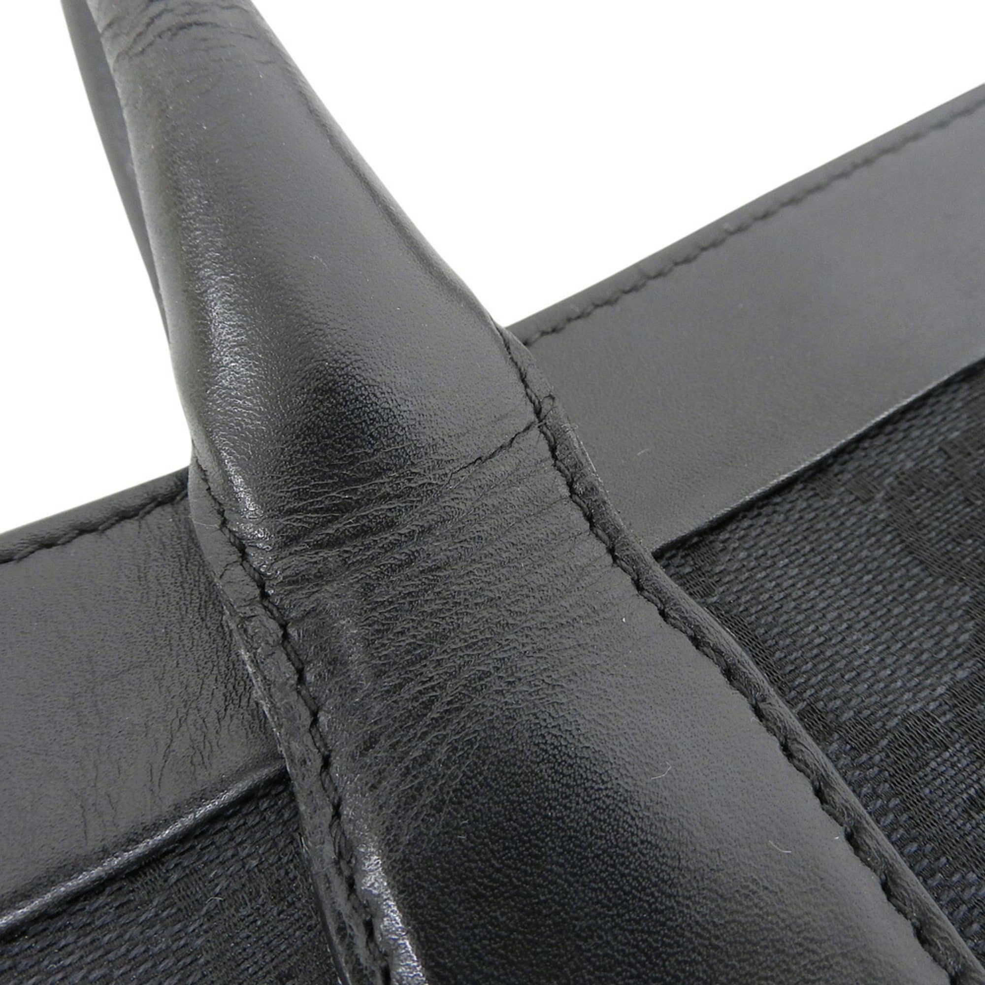 Gucci Black Gg Canvas Leather Handbag Tote Bag (Pre-Owned)